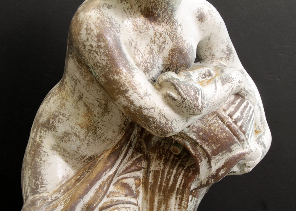 Concrete Statue of Classical Female Figure Pouring Water from a Vessel