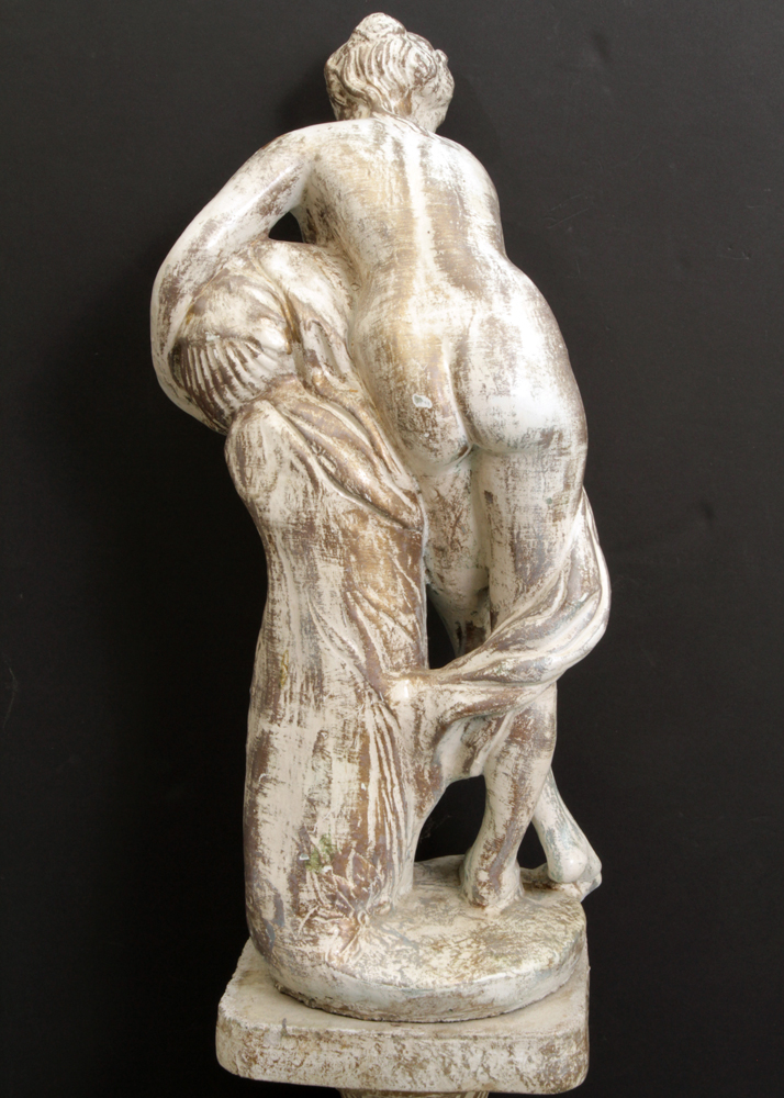 Concrete Statue of Classical Female Figure Pouring Water from a Vessel