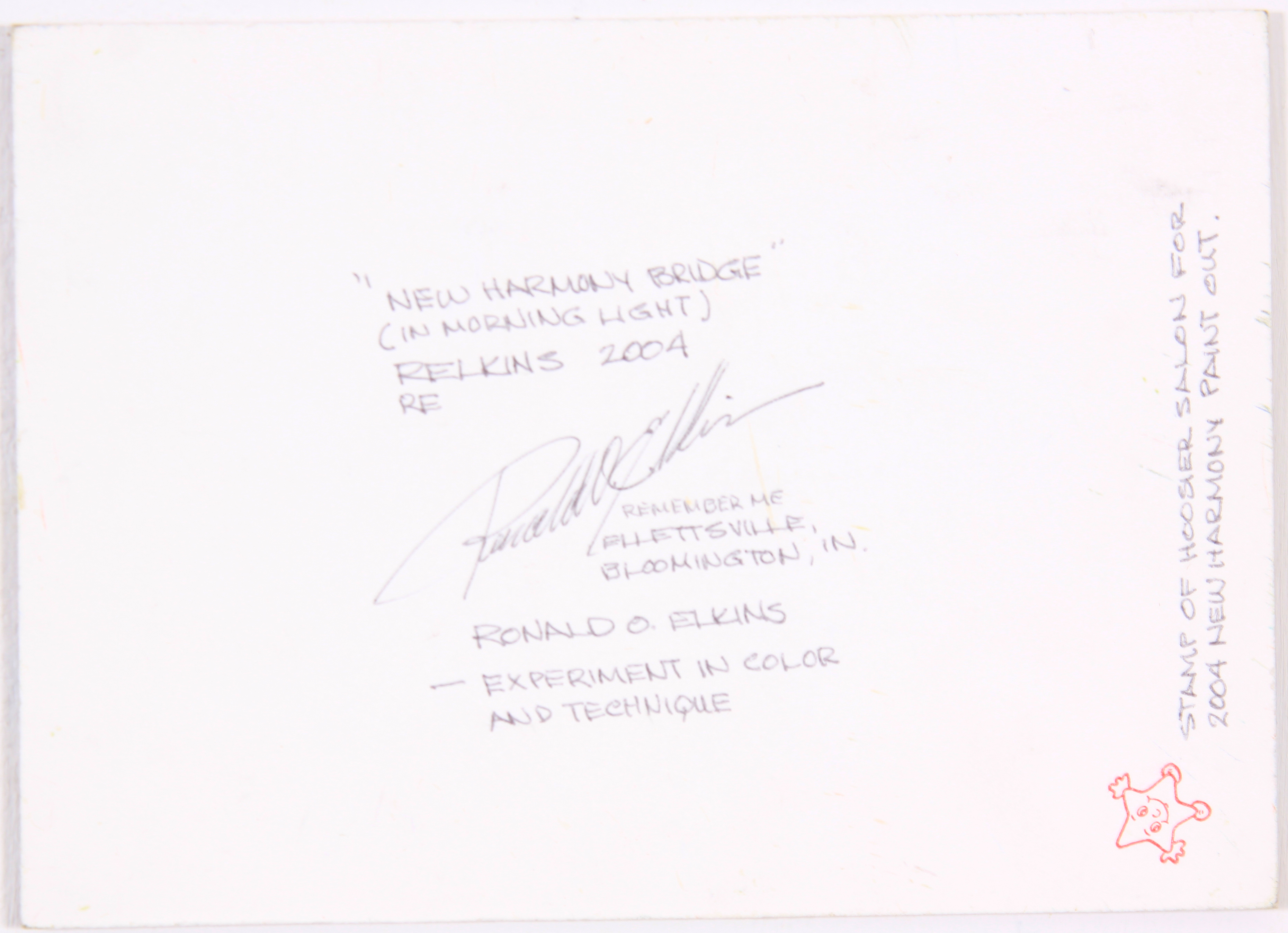 Ron Elkins Oil on Board "New Harmony Bridge"