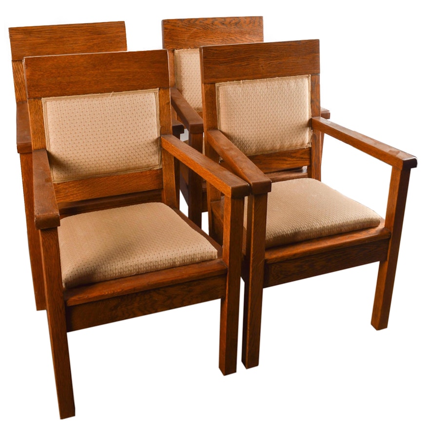 Mission-Style Oak Armchairs