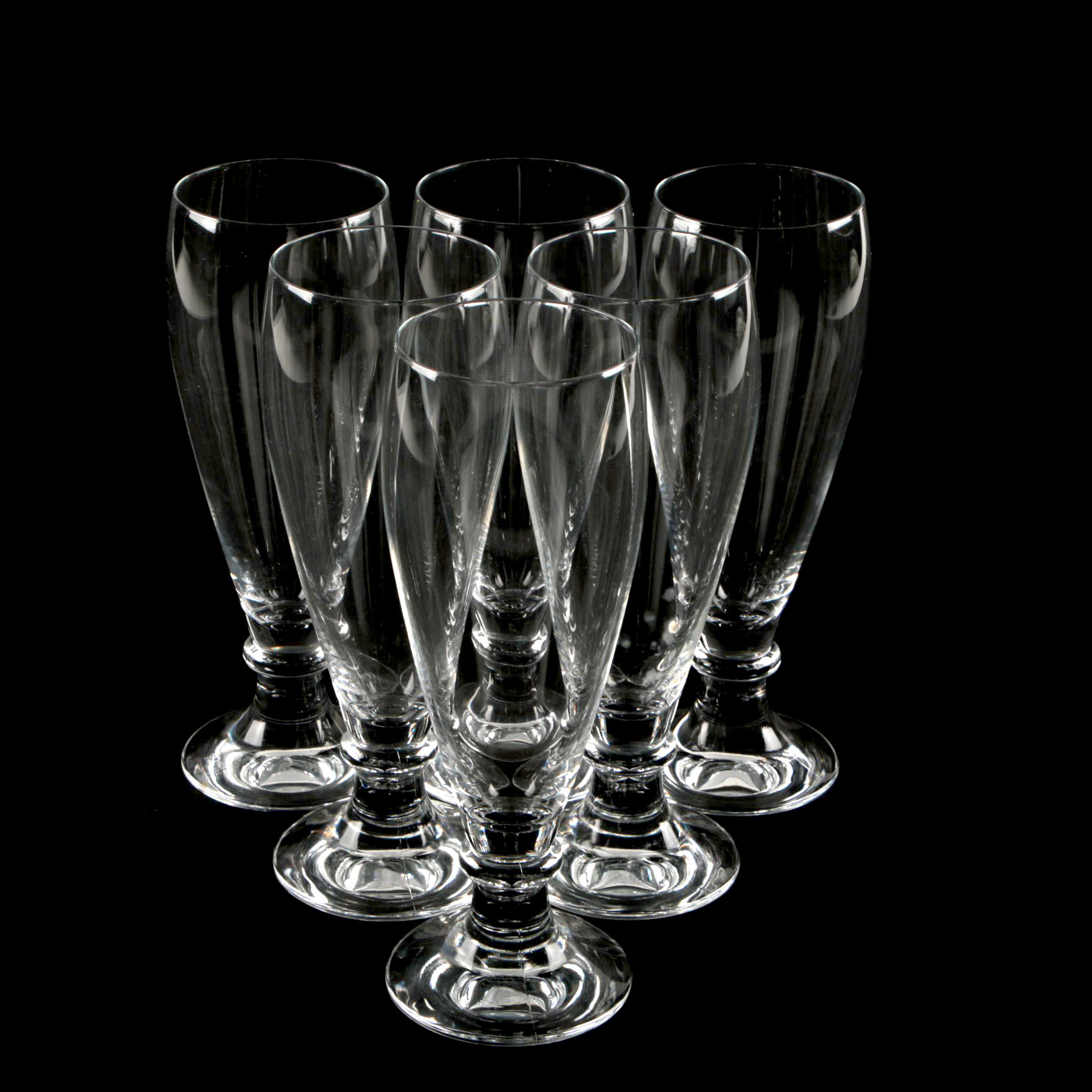 Six Crystal Pilsner Beer Glasses
