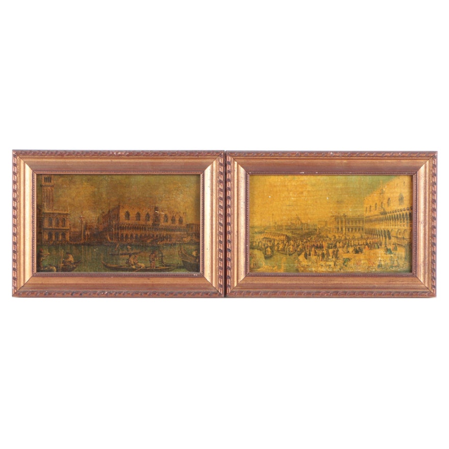 Offset Lithographs on Board Venetian City Scenes