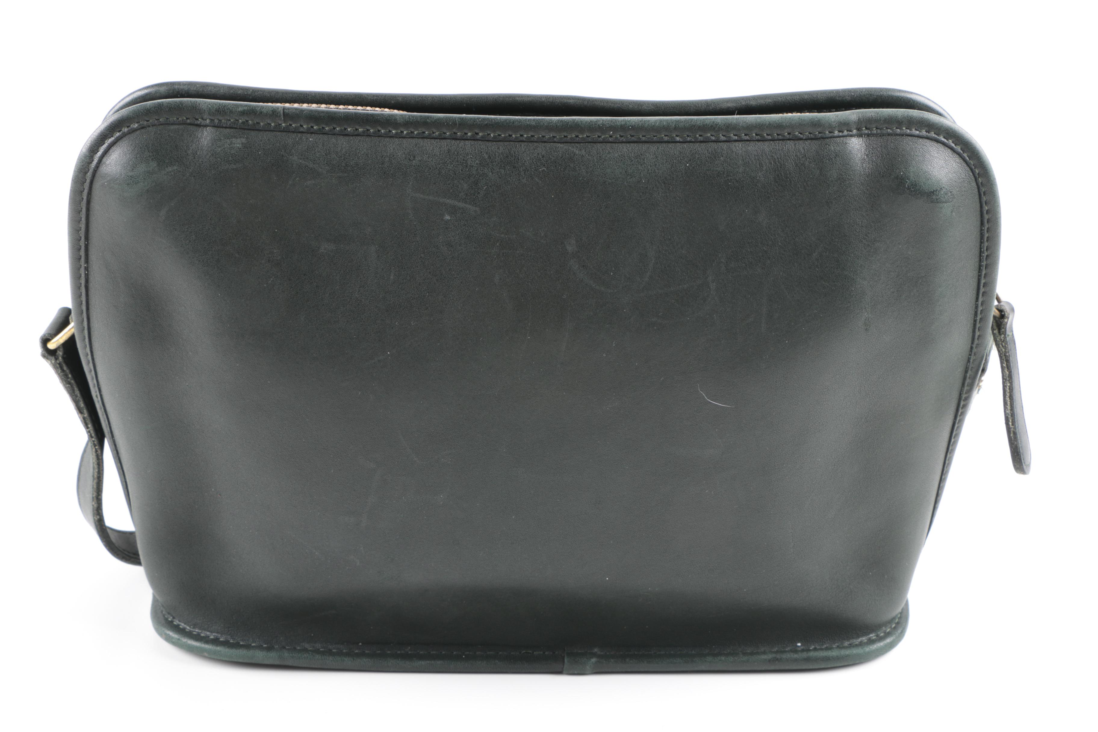 Vintage Coach Dark Green Leather Crossbody Bag