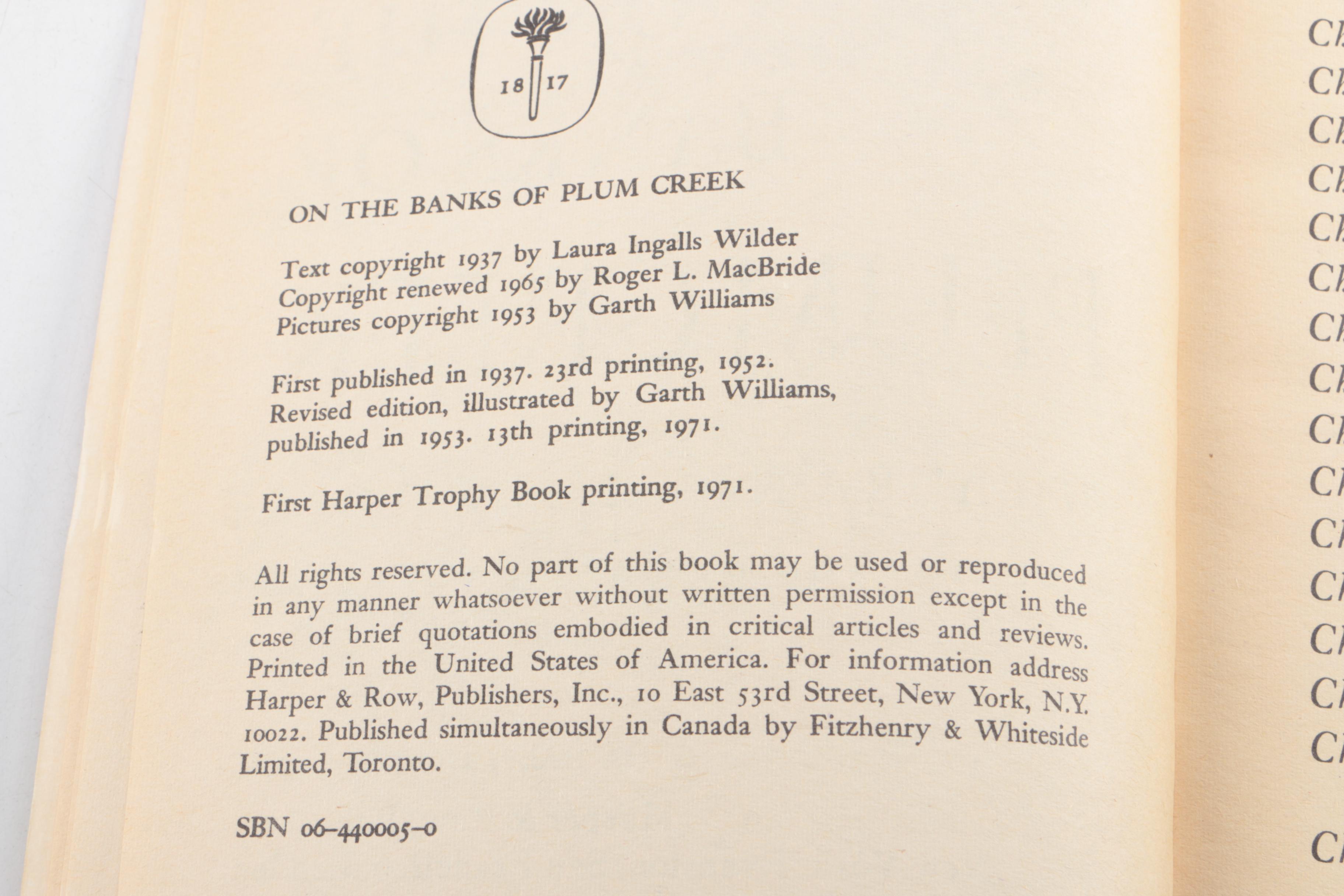 1971 "Little House on the Prairie" Paperback Books