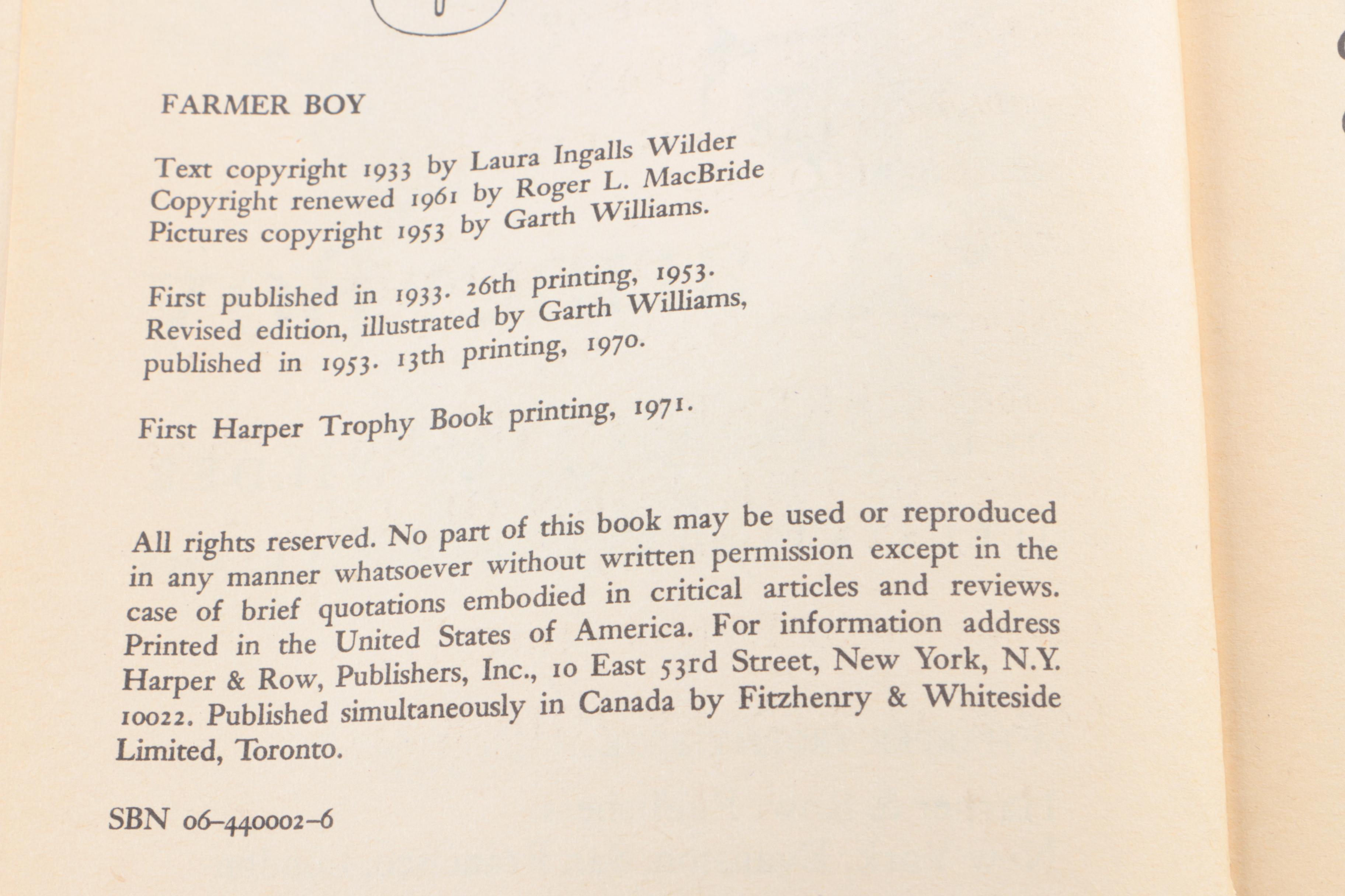 1971 "Little House on the Prairie" Paperback Books