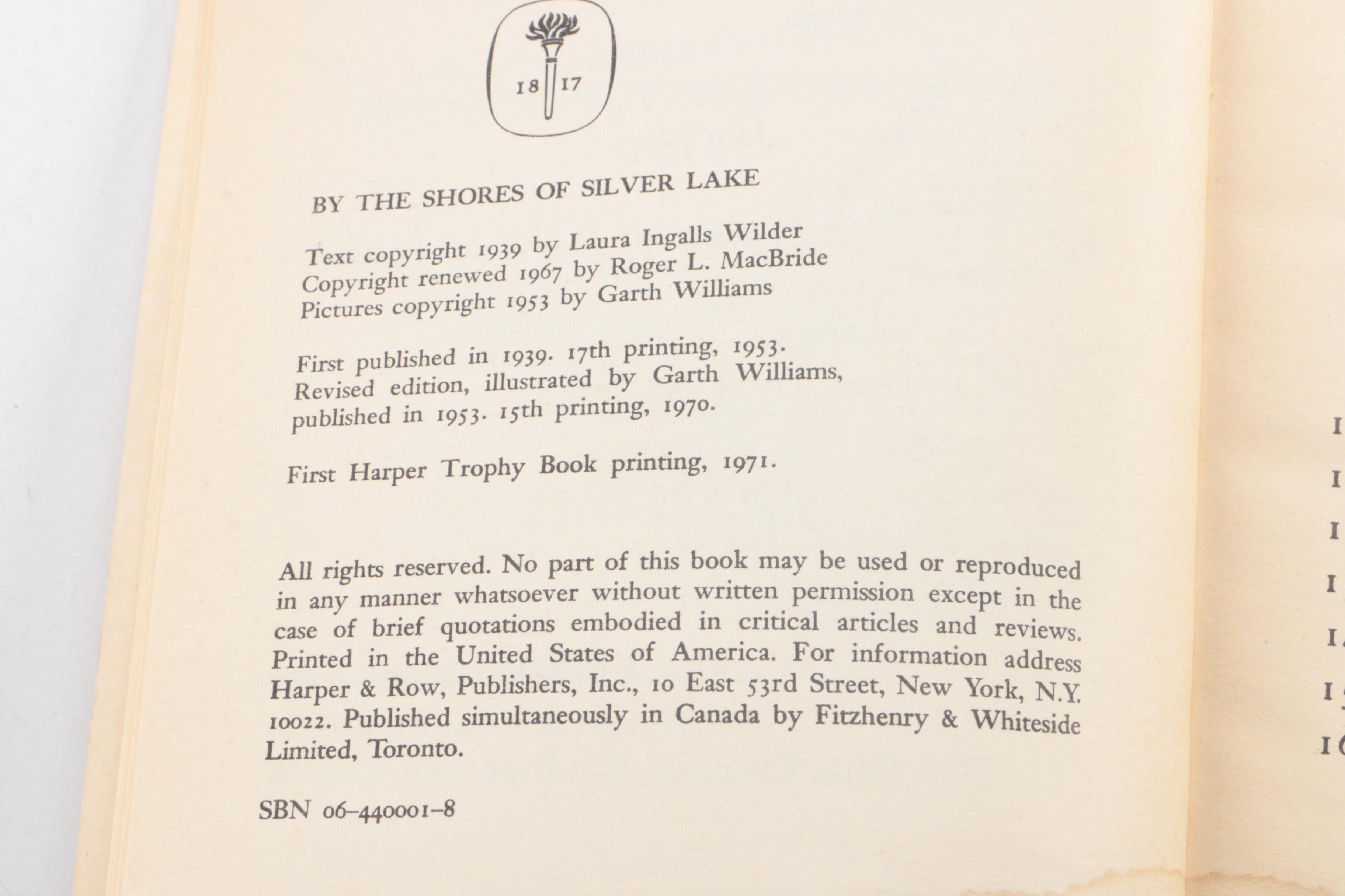 1971 "Little House on the Prairie" Paperback Books