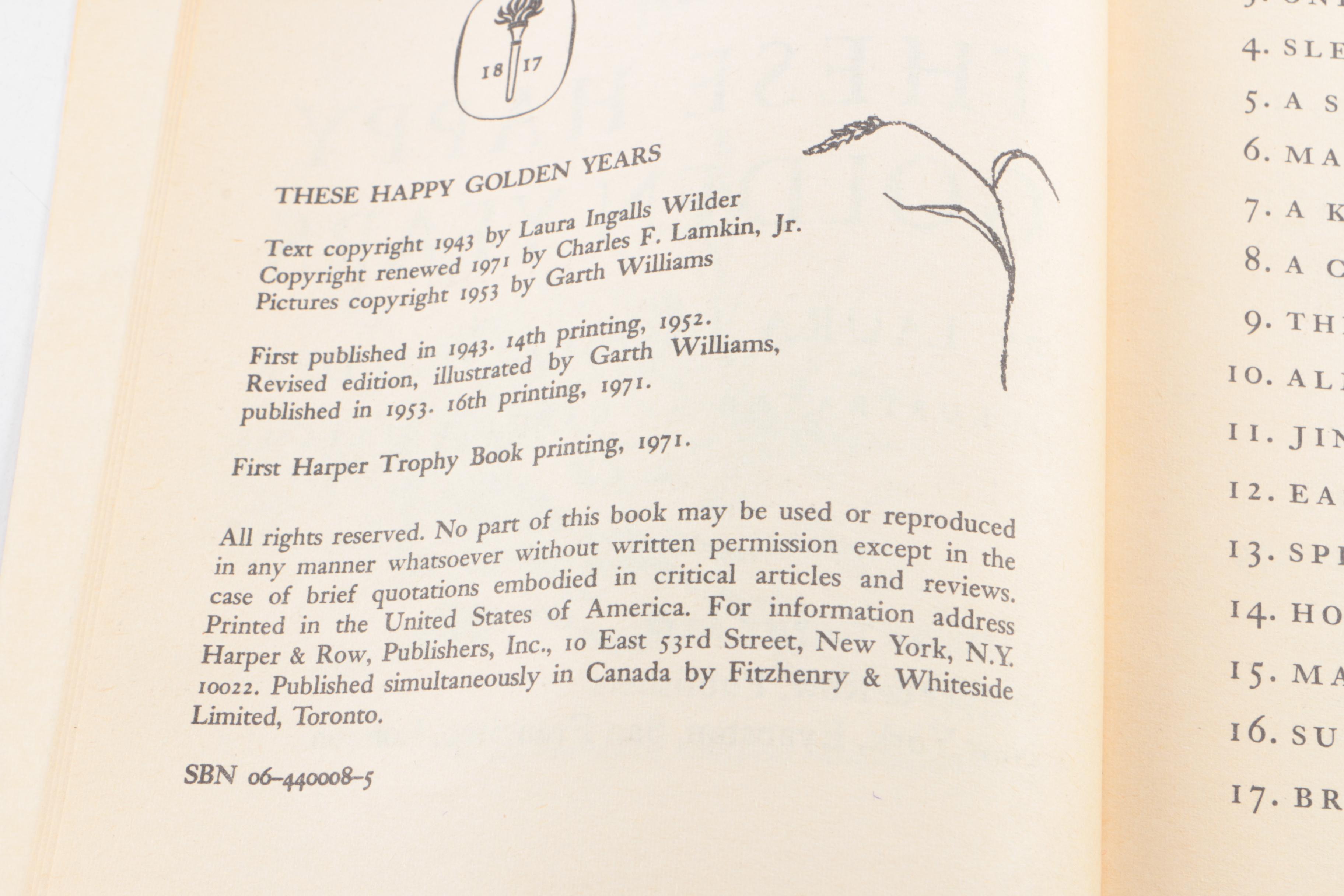 1971 "Little House on the Prairie" Paperback Books