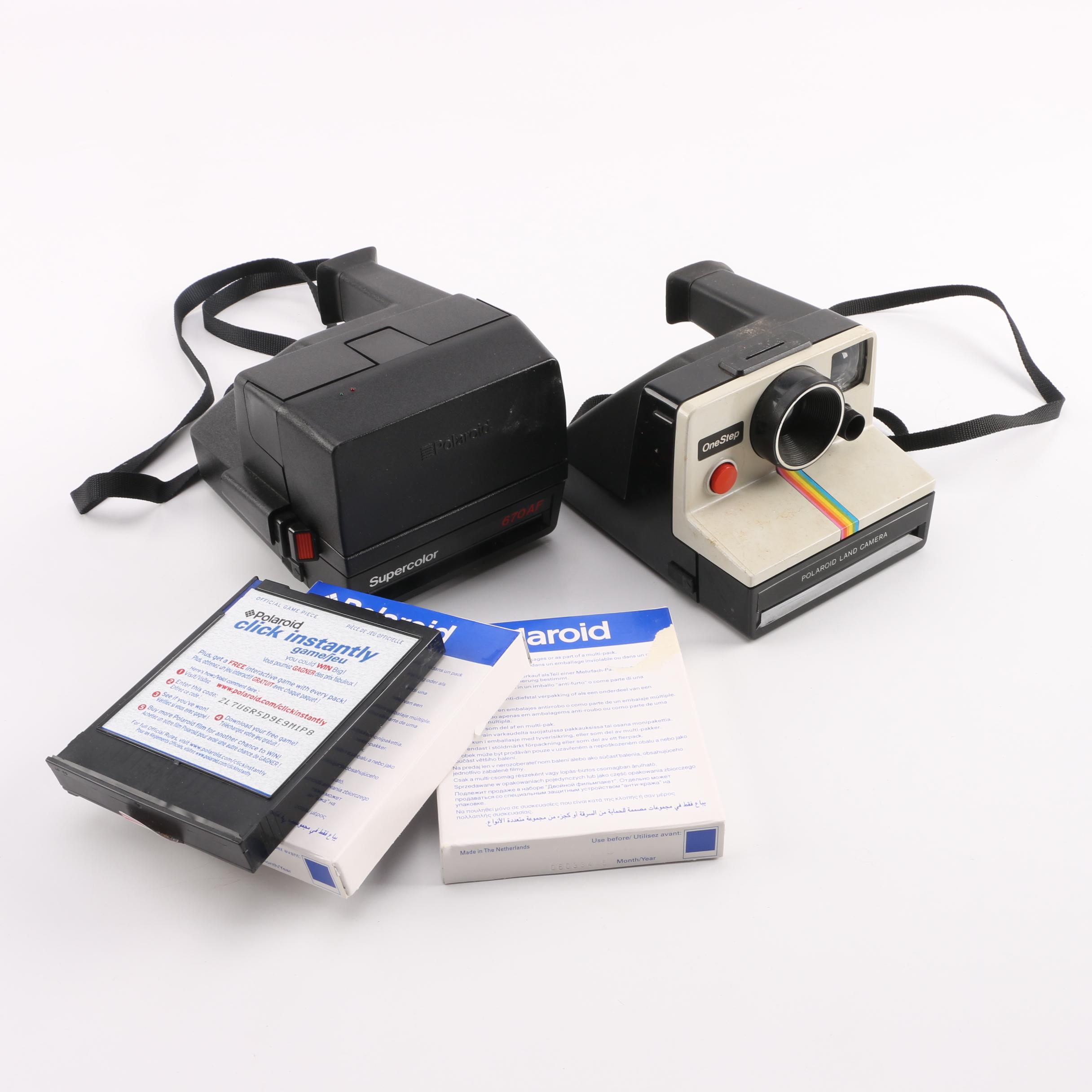 Vintage Polaroid Instant Film Cameras with Film