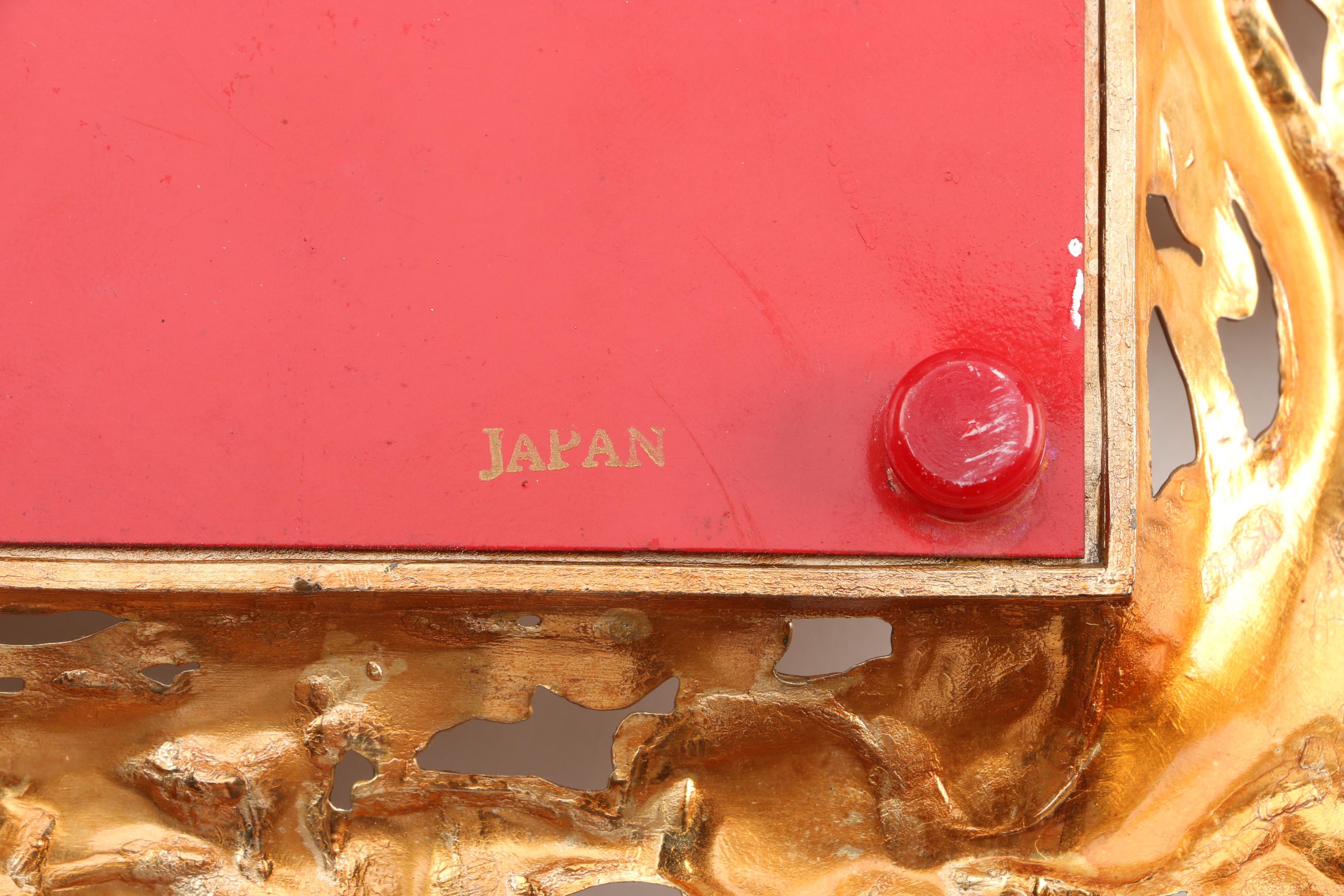 Vintage Japanese Metal and Glass Sake Set with Dragons