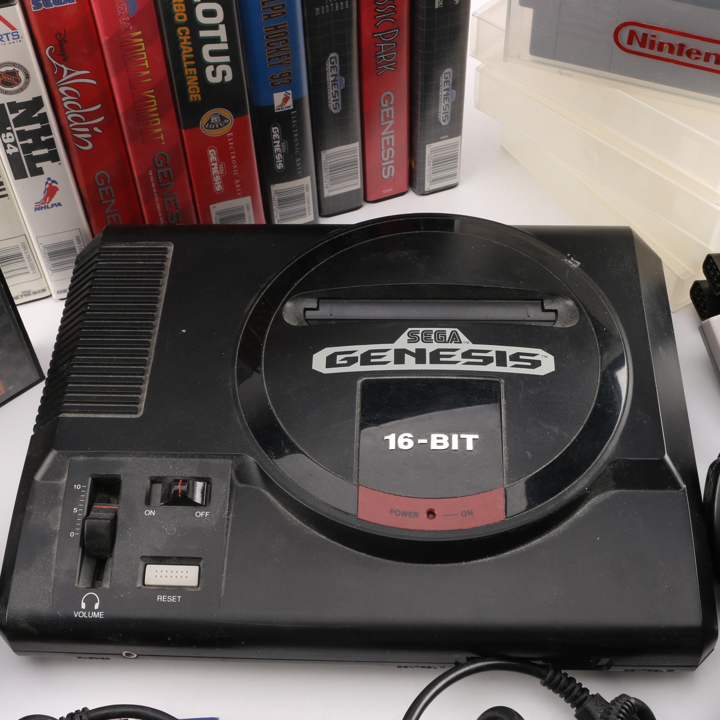 Sega Genesis Console with Genesis and SNES Related Games and Accessories