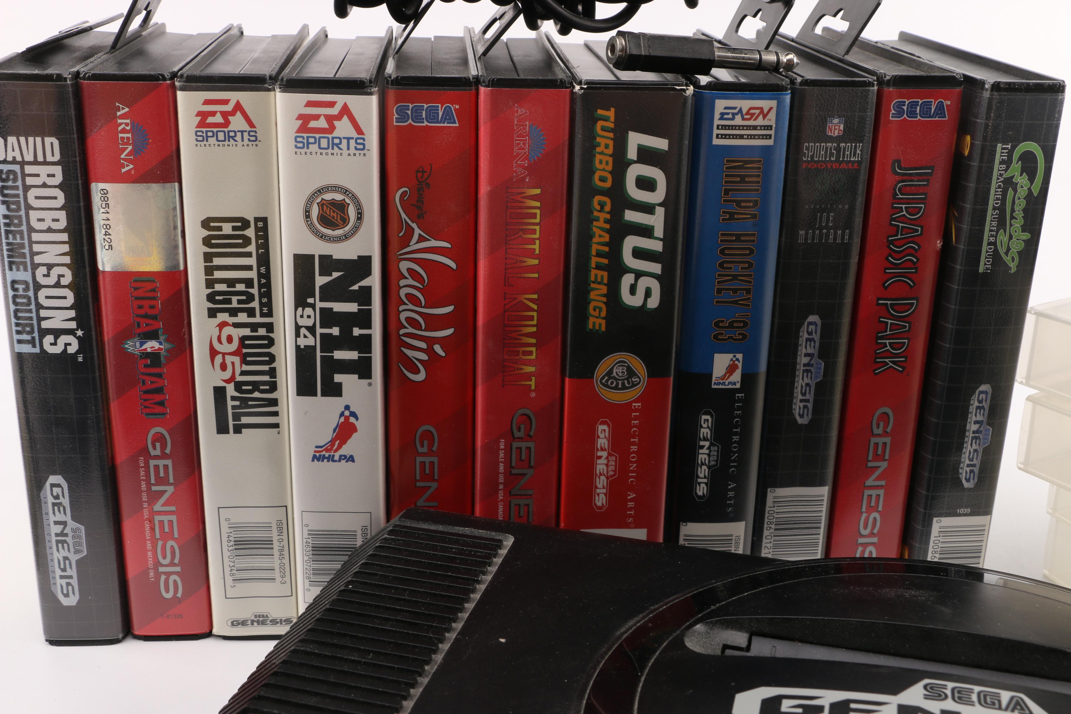 Sega Genesis Console with Genesis and SNES Related Games and Accessories