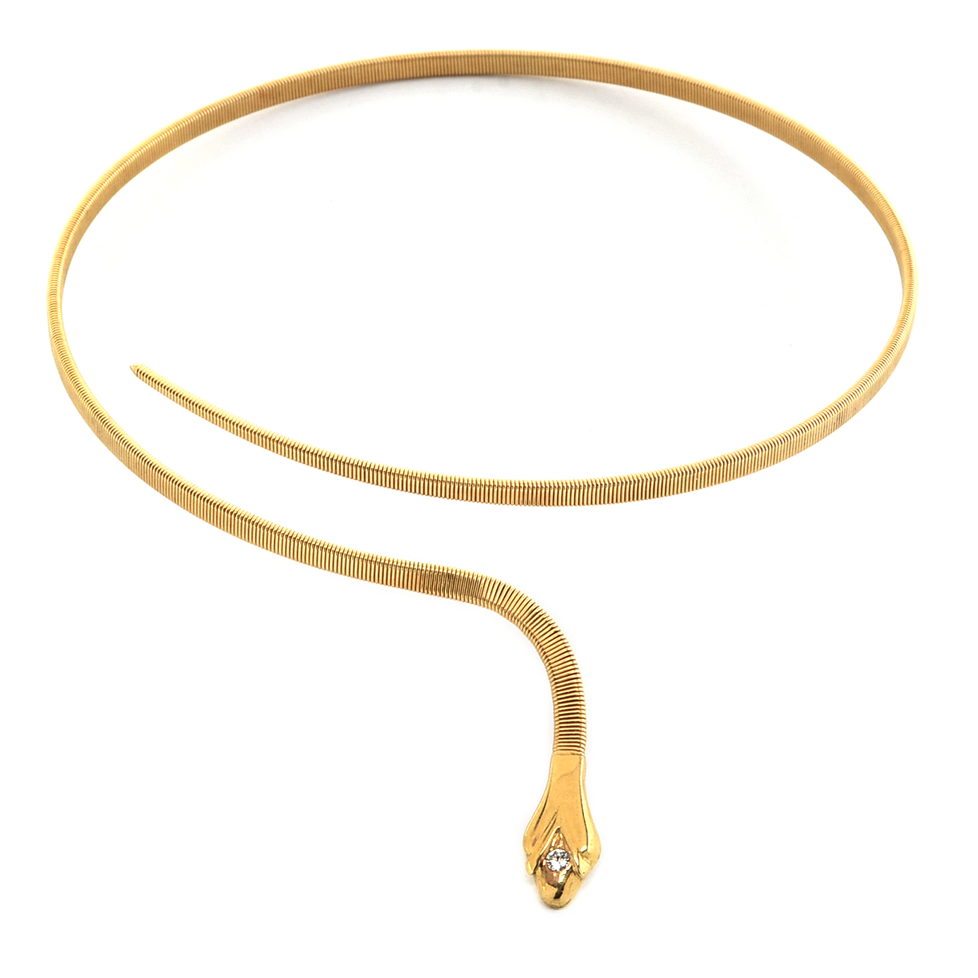 18K Yellow Gold and Diamond Expandable Snake Choker Necklace