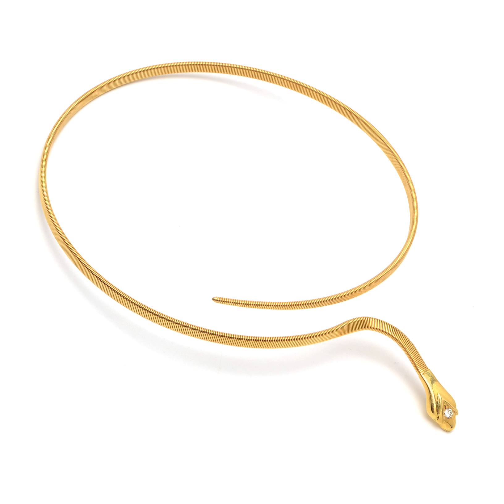 18K Yellow Gold and Diamond Expandable Snake Choker Necklace