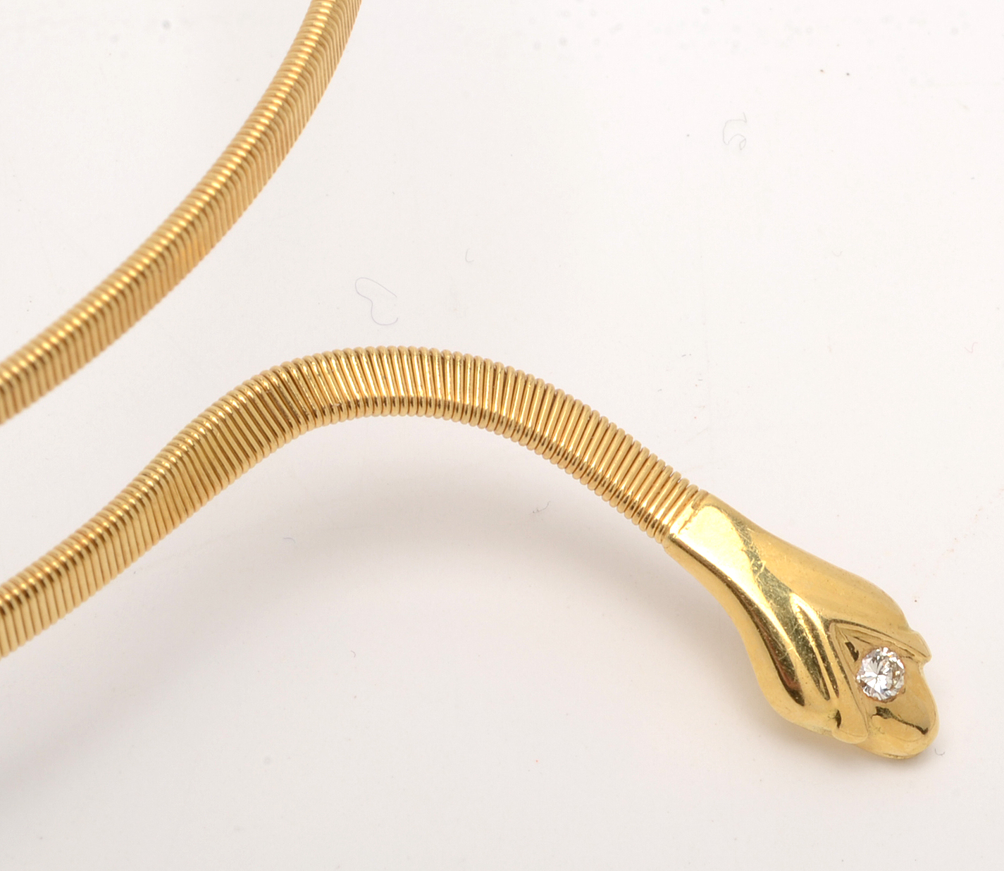 18K Yellow Gold and Diamond Expandable Snake Choker Necklace