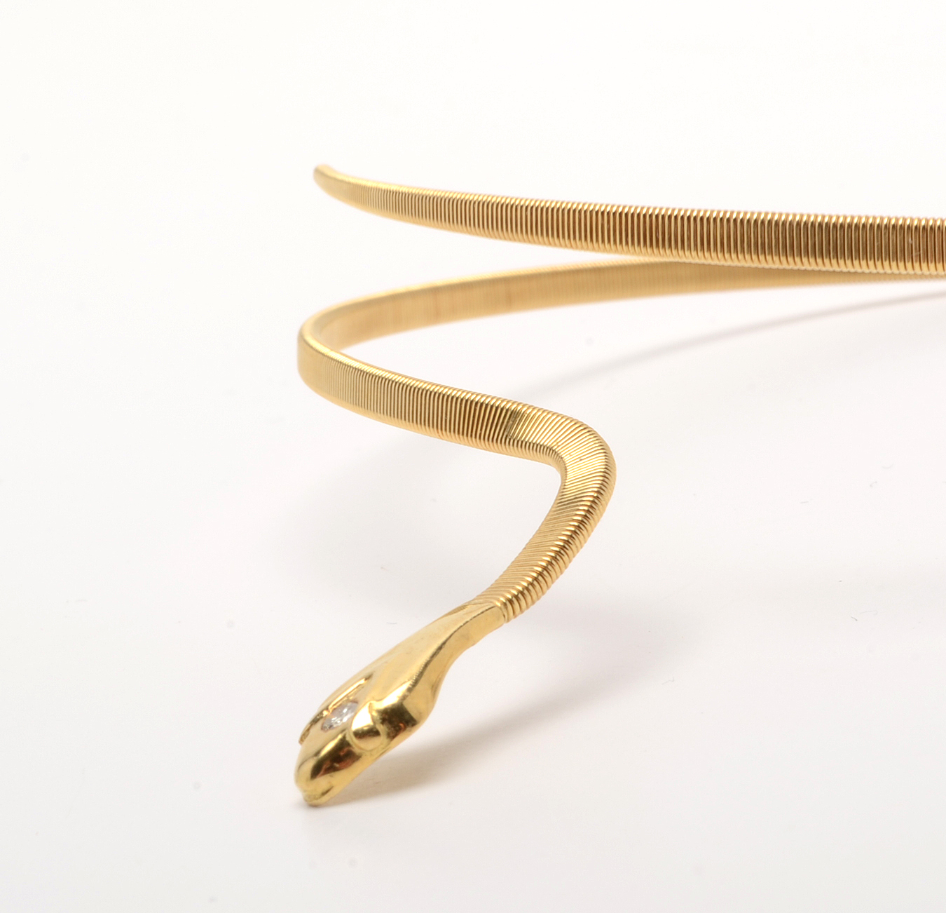 18K Yellow Gold and Diamond Expandable Snake Choker Necklace