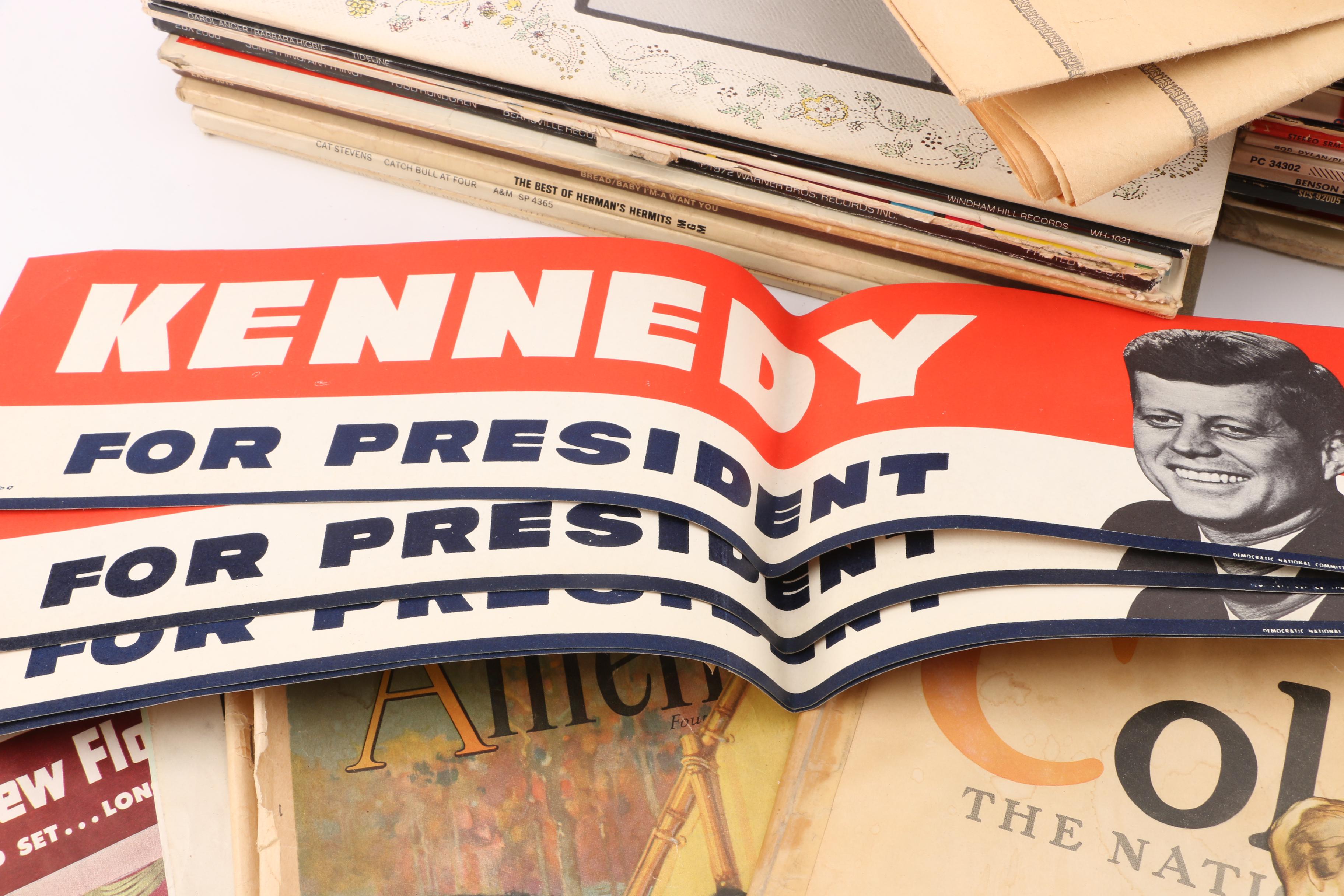 Vintage Political Memorabilia, Records, Newspapers and Ephemera