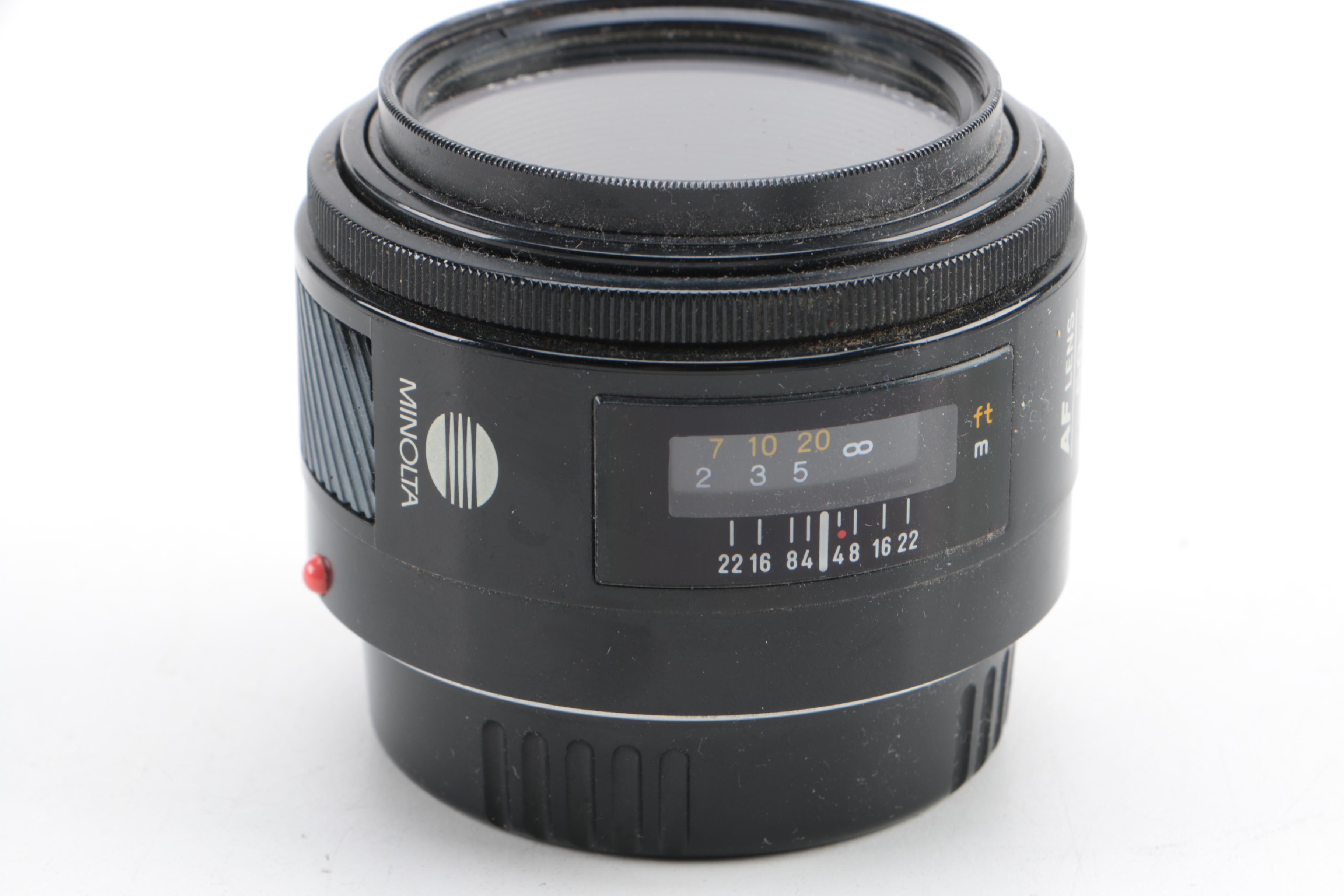 Vintage Minolta Maxxum 7000 SLR Camera with Case and Accessories