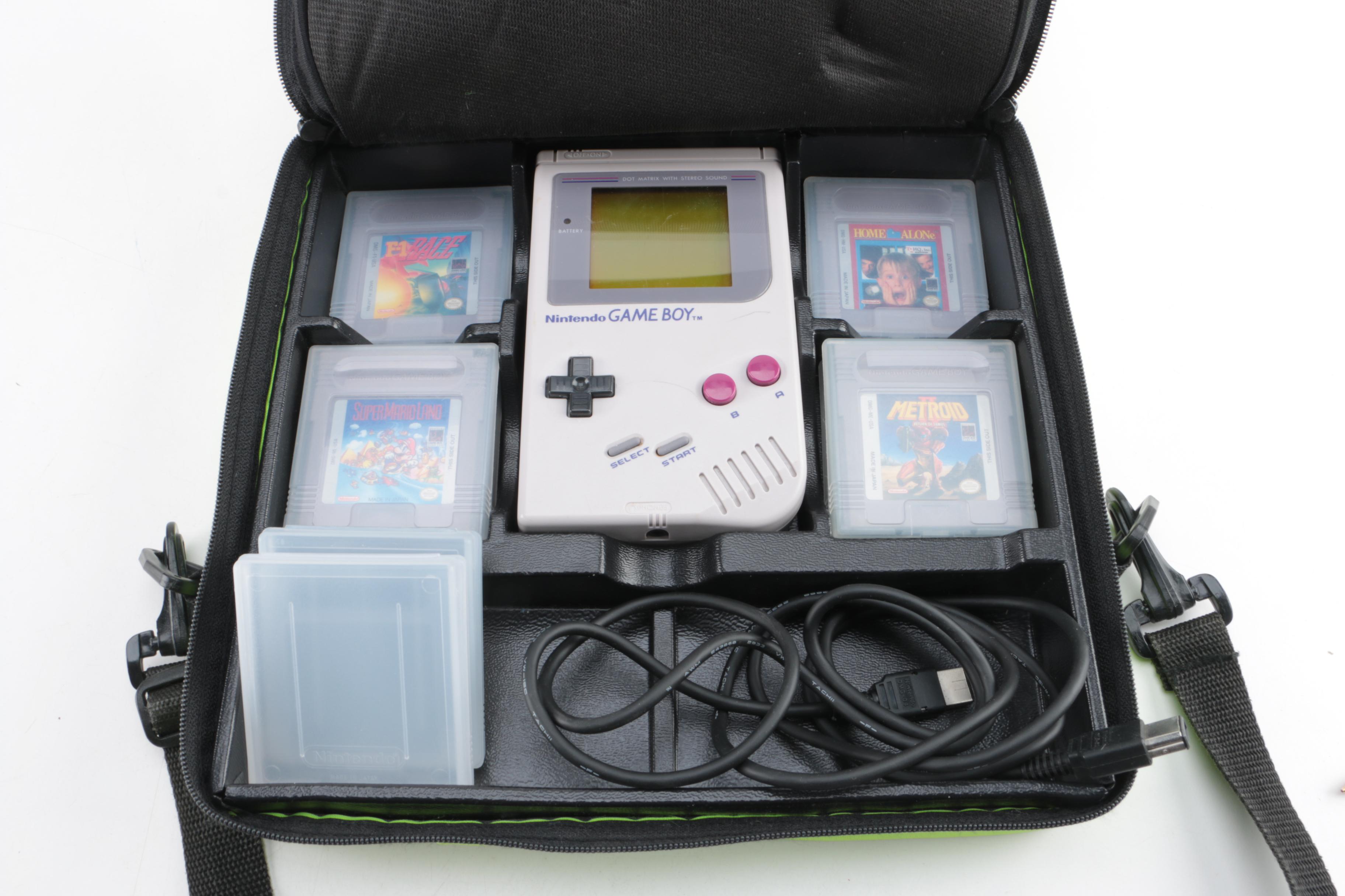 Original Nintendo Gameboy with "Metroid," Other Games