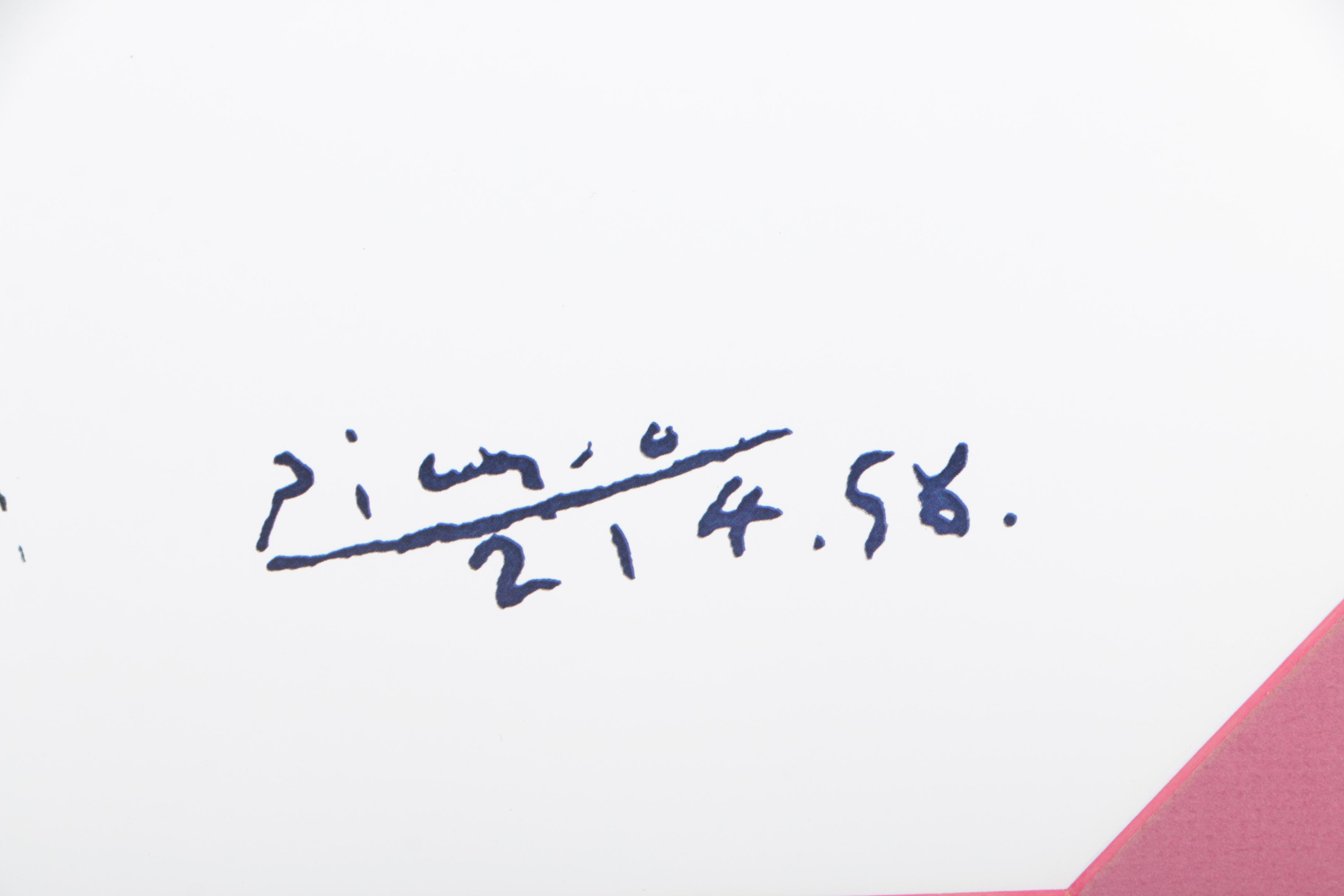 Offset Lithograph Print After Pablo Picasso "Hand Holding Flowers"