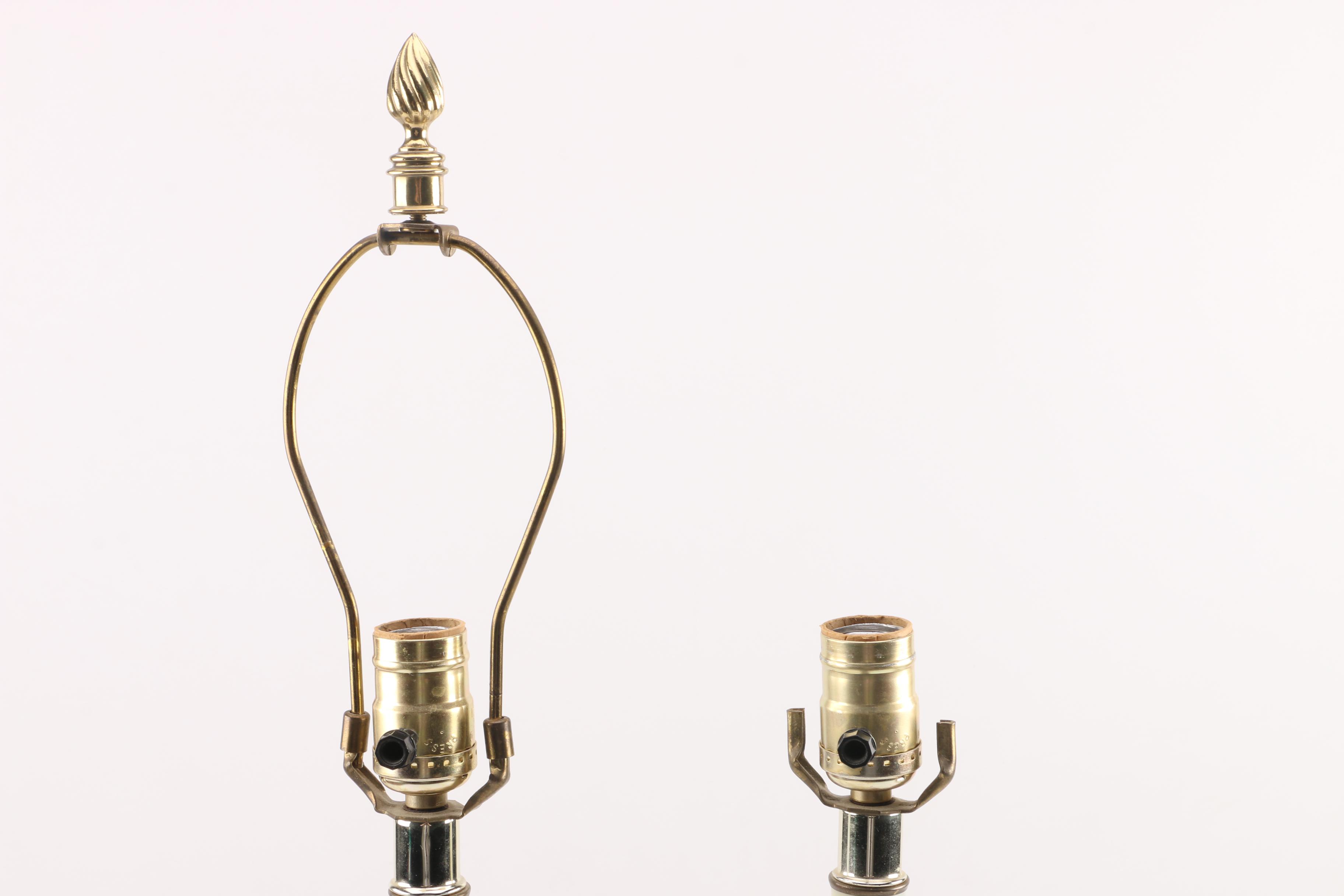 Pair of Brass Candlestick Buffet Lamps