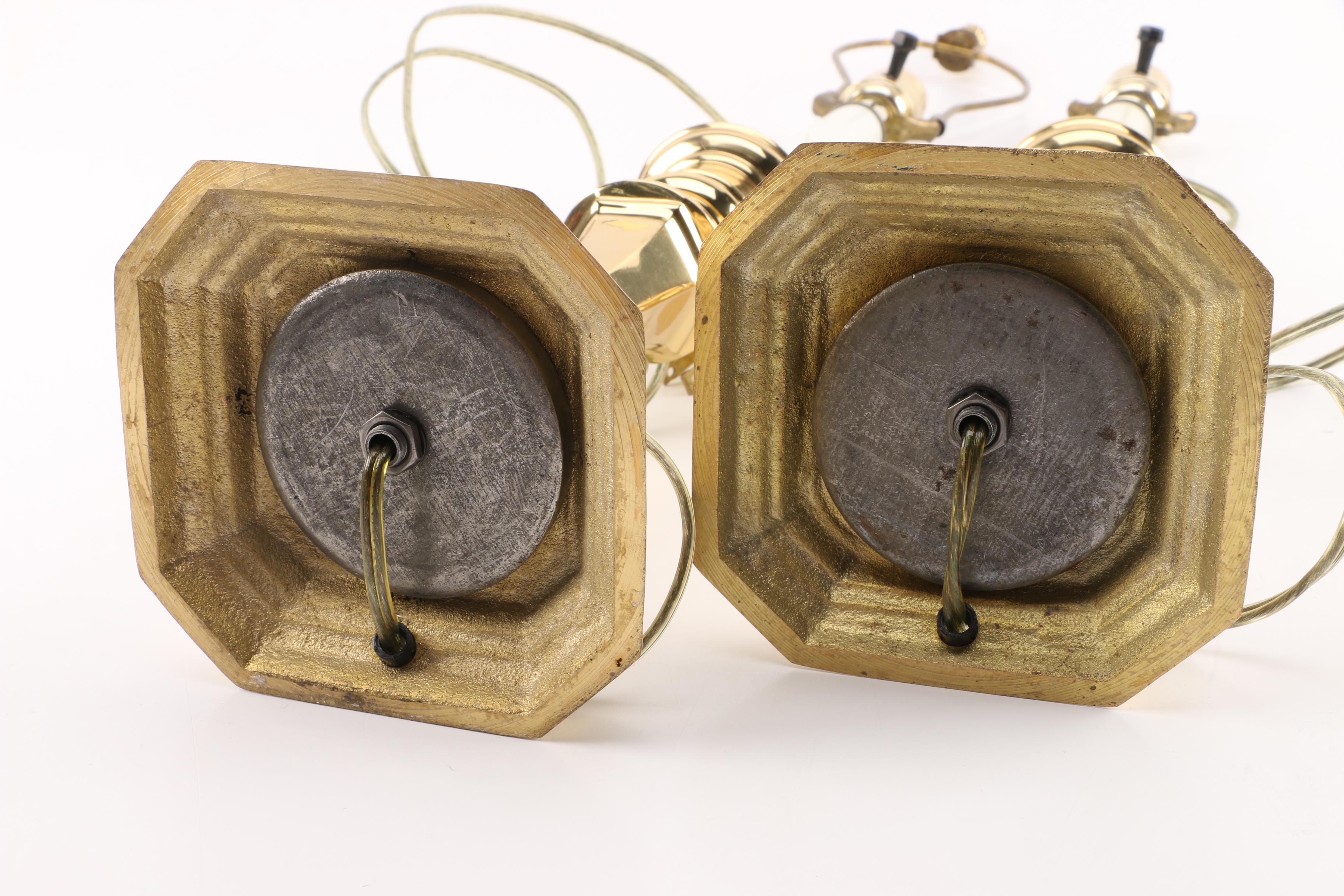 Pair of Brass Candlestick Buffet Lamps