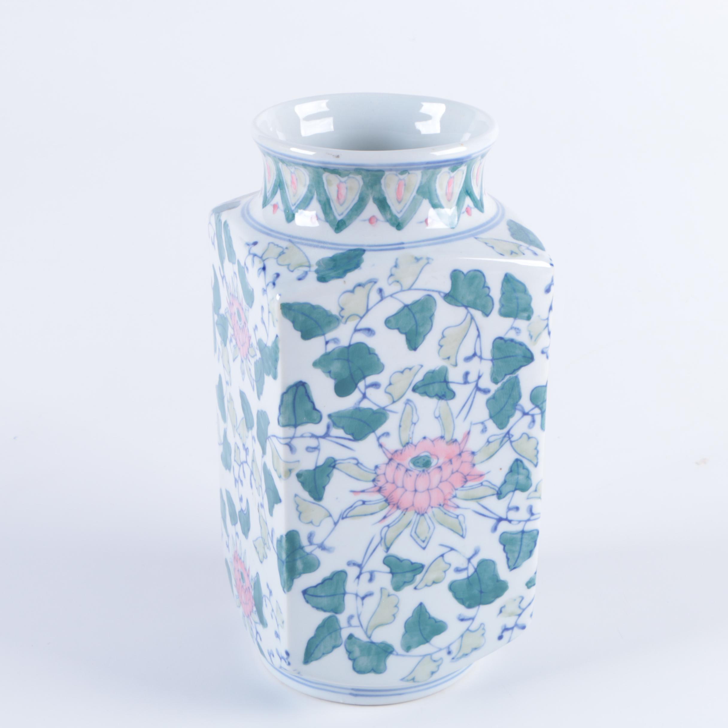 Chinese Floral Motif Ceramic Vases