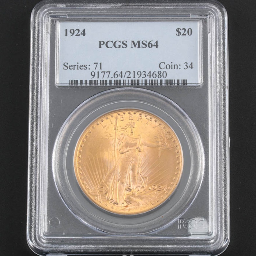 PCGS Graded MS64 1924 Saint Gaudens Gold Double Eagle
