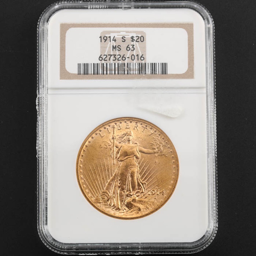 NGC Graded MS63 1914 S Saint Gaudens Gold Double Eagle