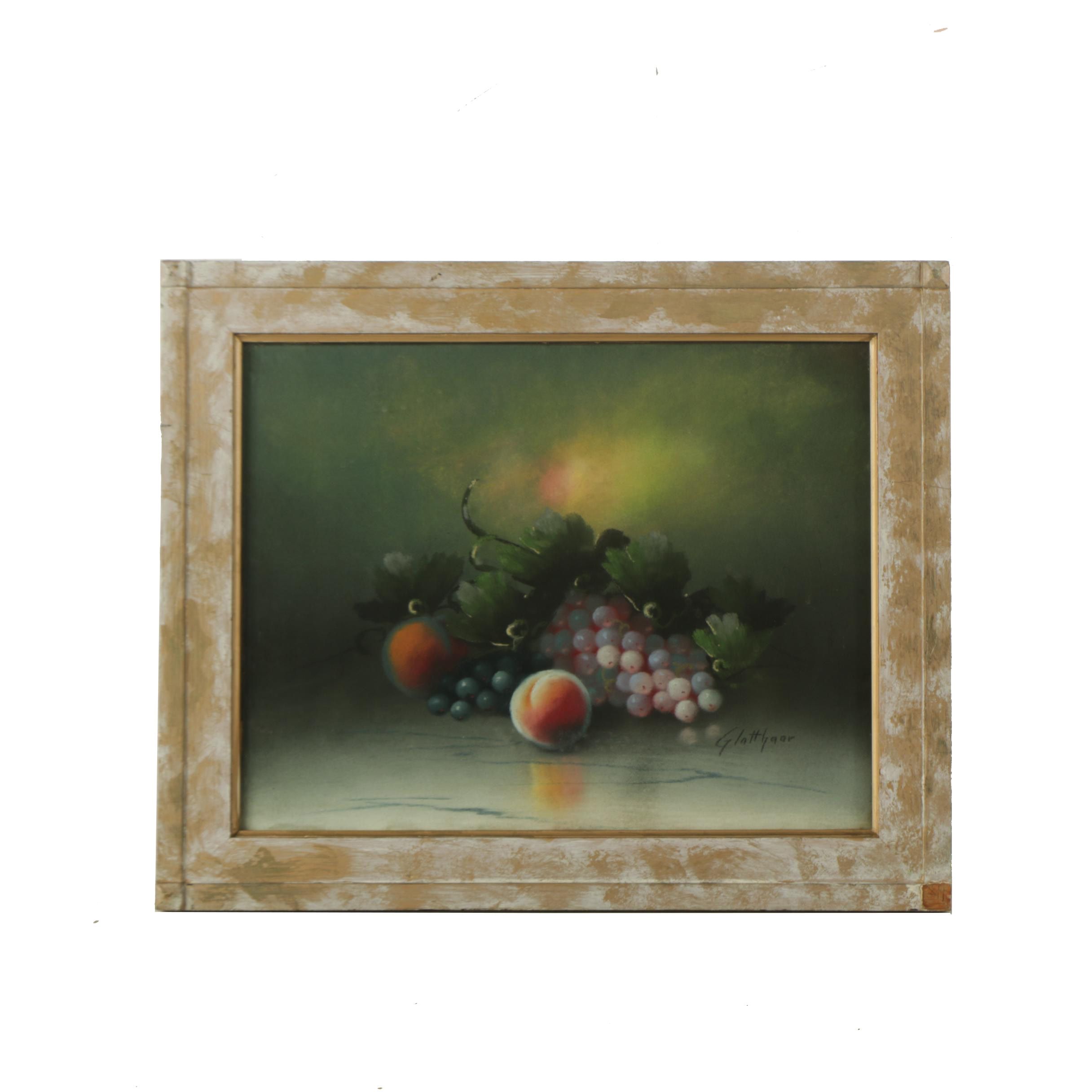 Albert Glatthaar Pastel Drawing on Cardboard of Still Life