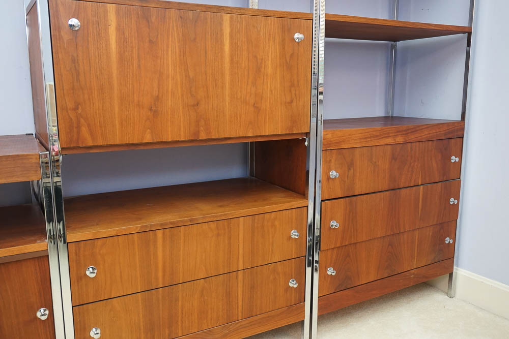 Danish Modern Style Teak and Chrome Shelving Unit
