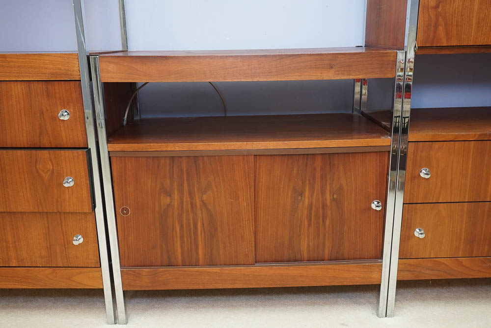 Danish Modern Style Teak and Chrome Shelving Unit