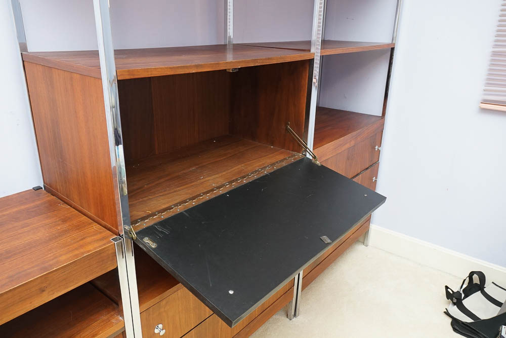 Danish Modern Style Teak and Chrome Shelving Unit