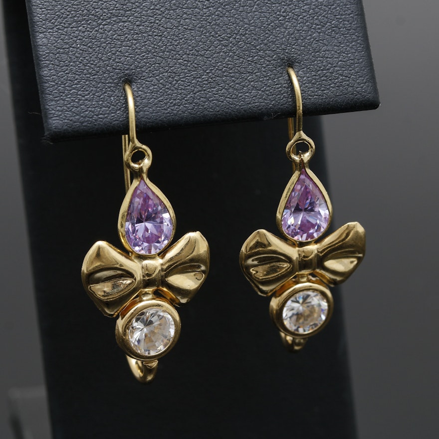 18K Yellow Gold Cubic Zirconia Earrings