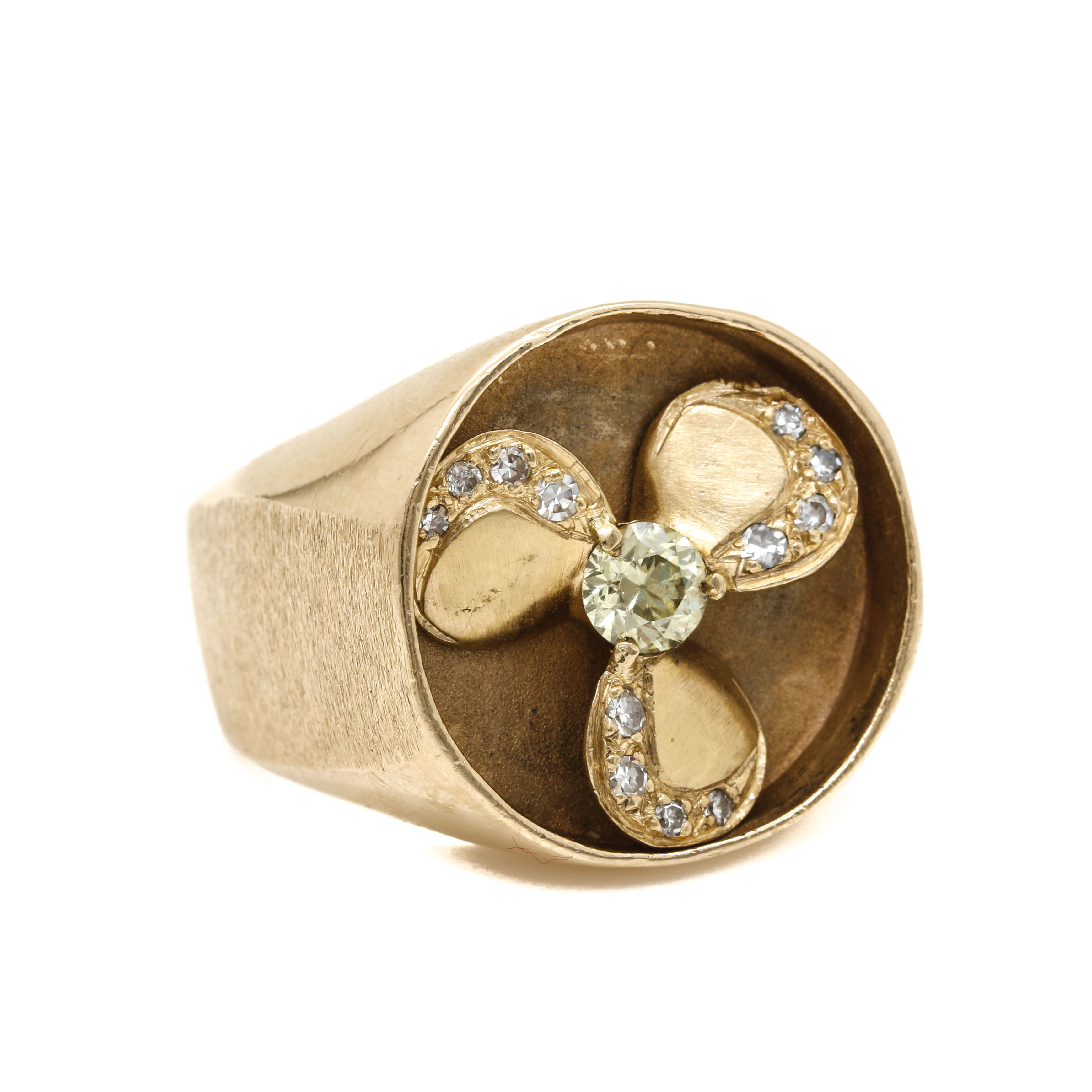 14K Yellow Gold 1.10 CTW Diamond Kinetic Propeller Ring