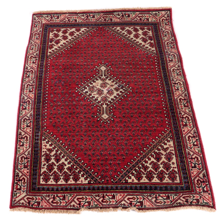 Hand-Knotted Persian Mir-Serabend Accent Rug