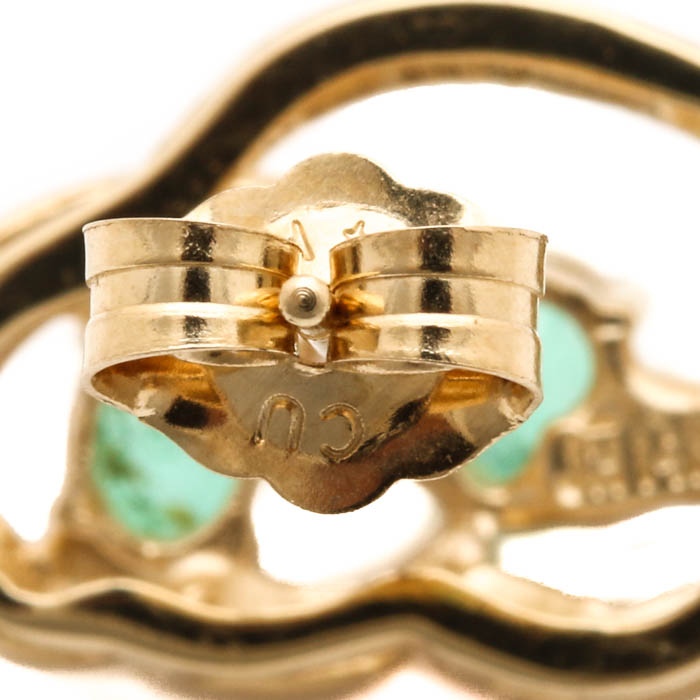 14K Yellow Gold Emerald and Diamond Earrings