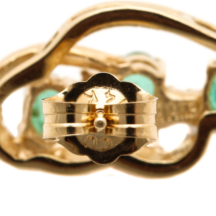 14K Yellow Gold Emerald and Diamond Earrings