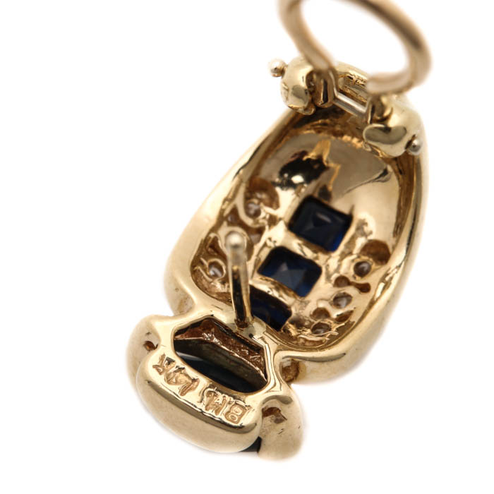 14K Yellow Gold Sapphire and Diamond Half Hoop Earrings