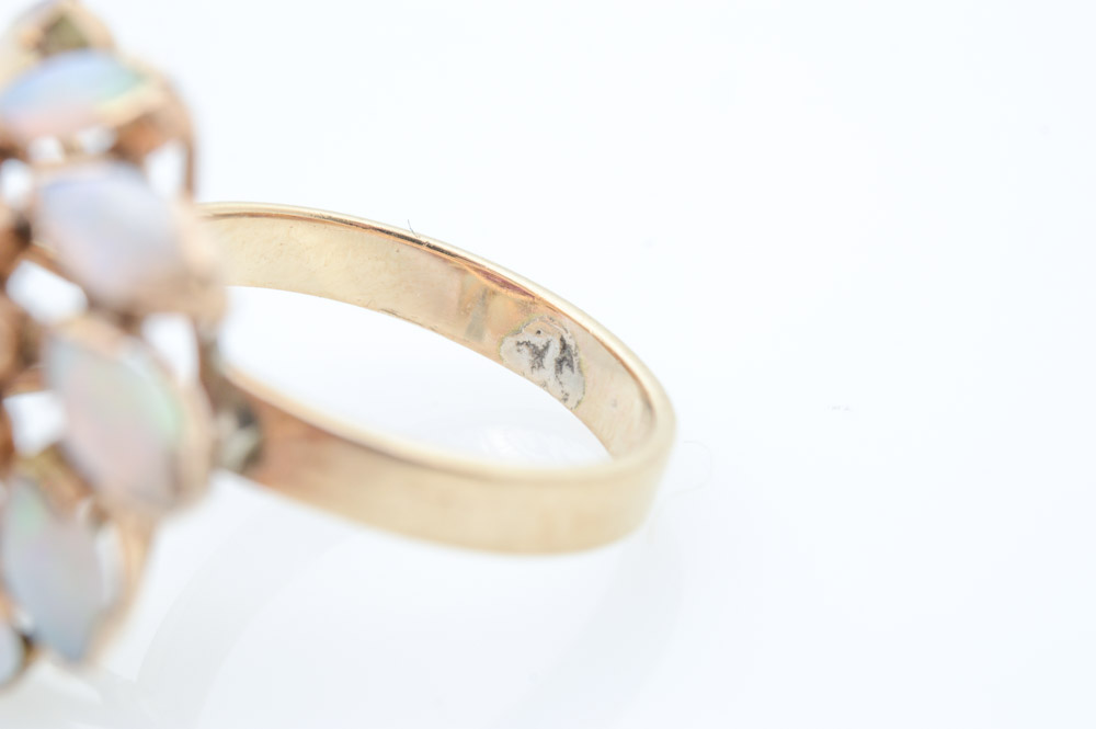 18K Yellow Gold Ruby and Opal Cocktail Ring