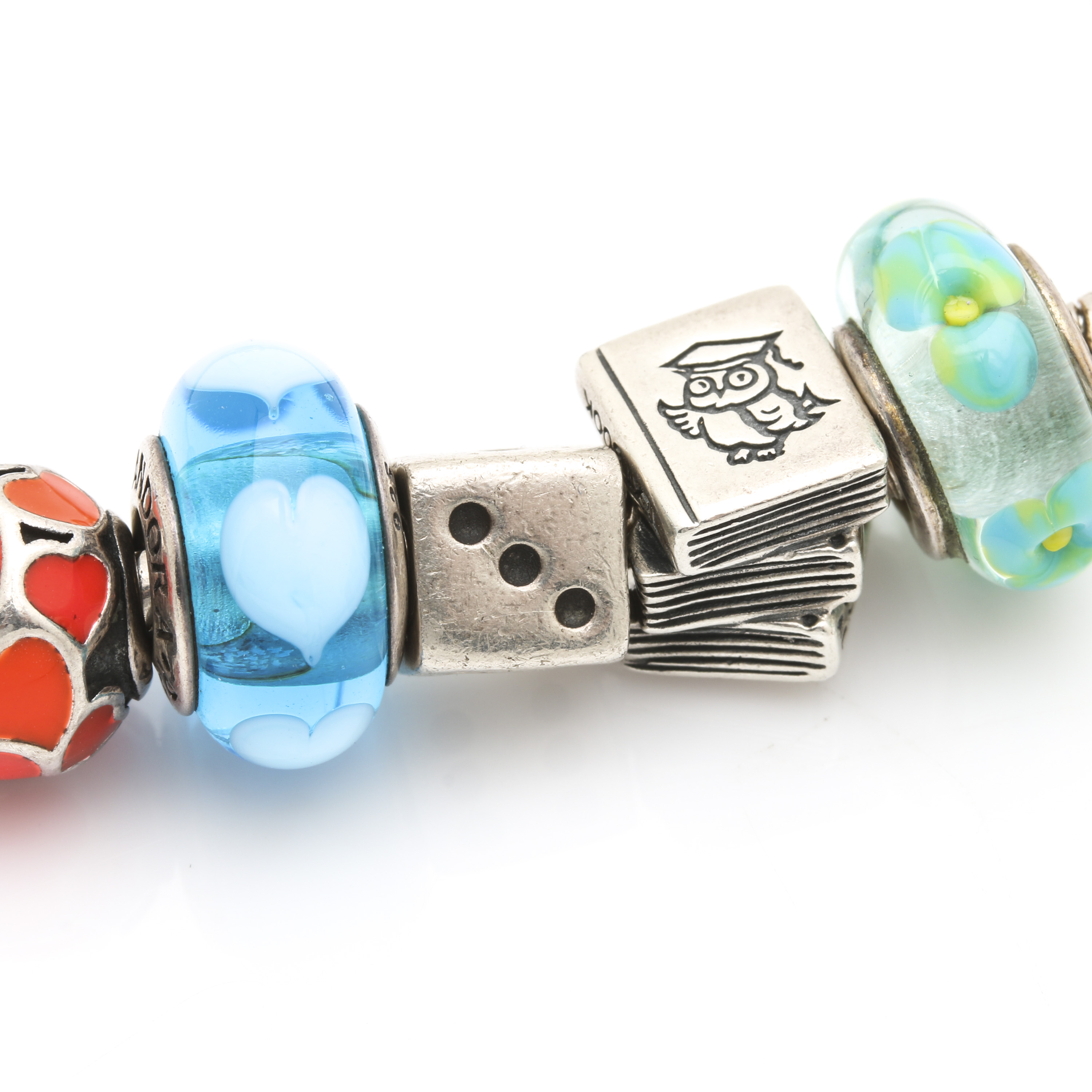 Pandora Sterling Silver Murano Glass Beaded Bracelet