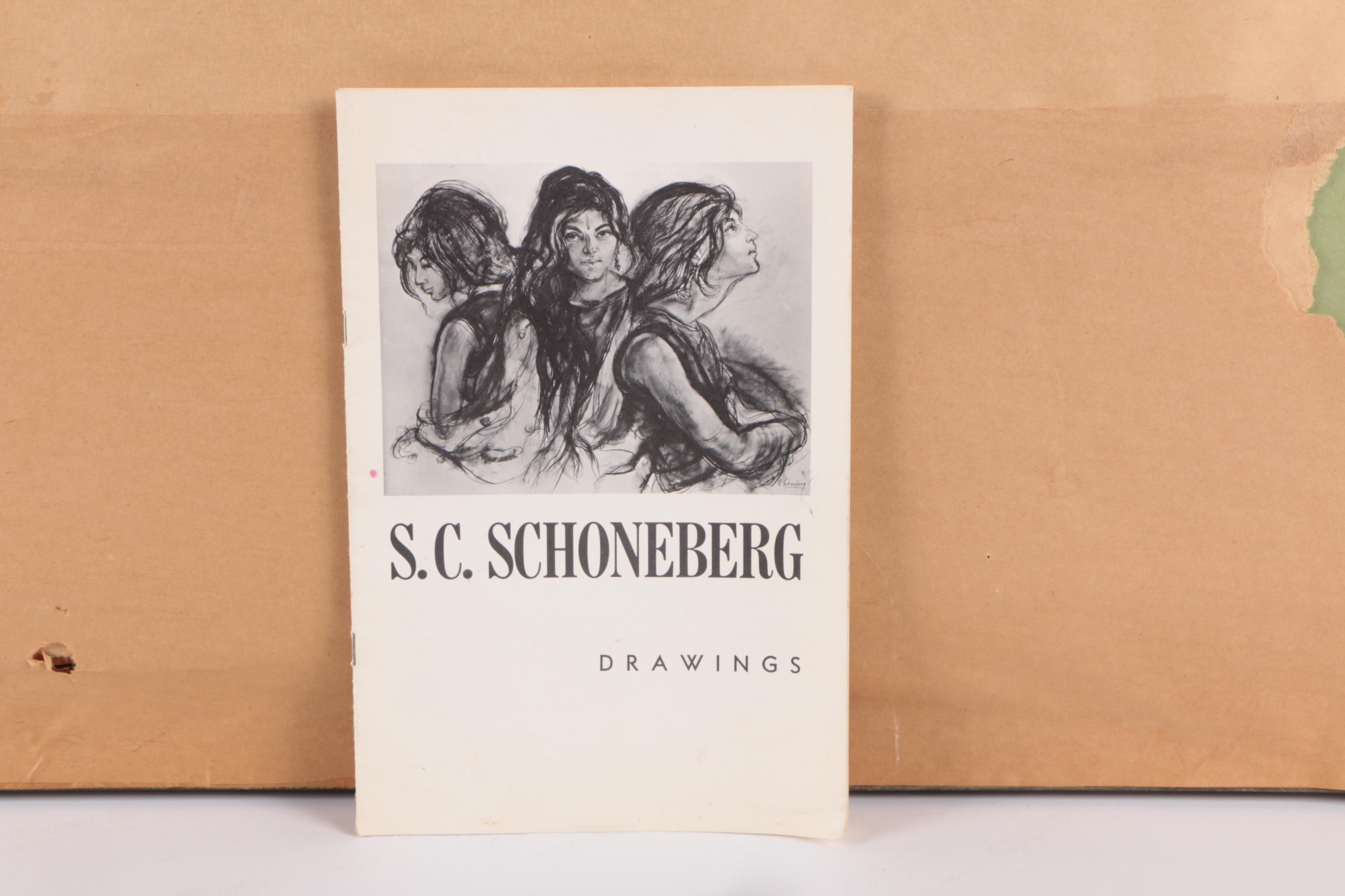 Sheldon C. Schoneberg Oil Pastel on Paper Drawing of Two Bullfighters