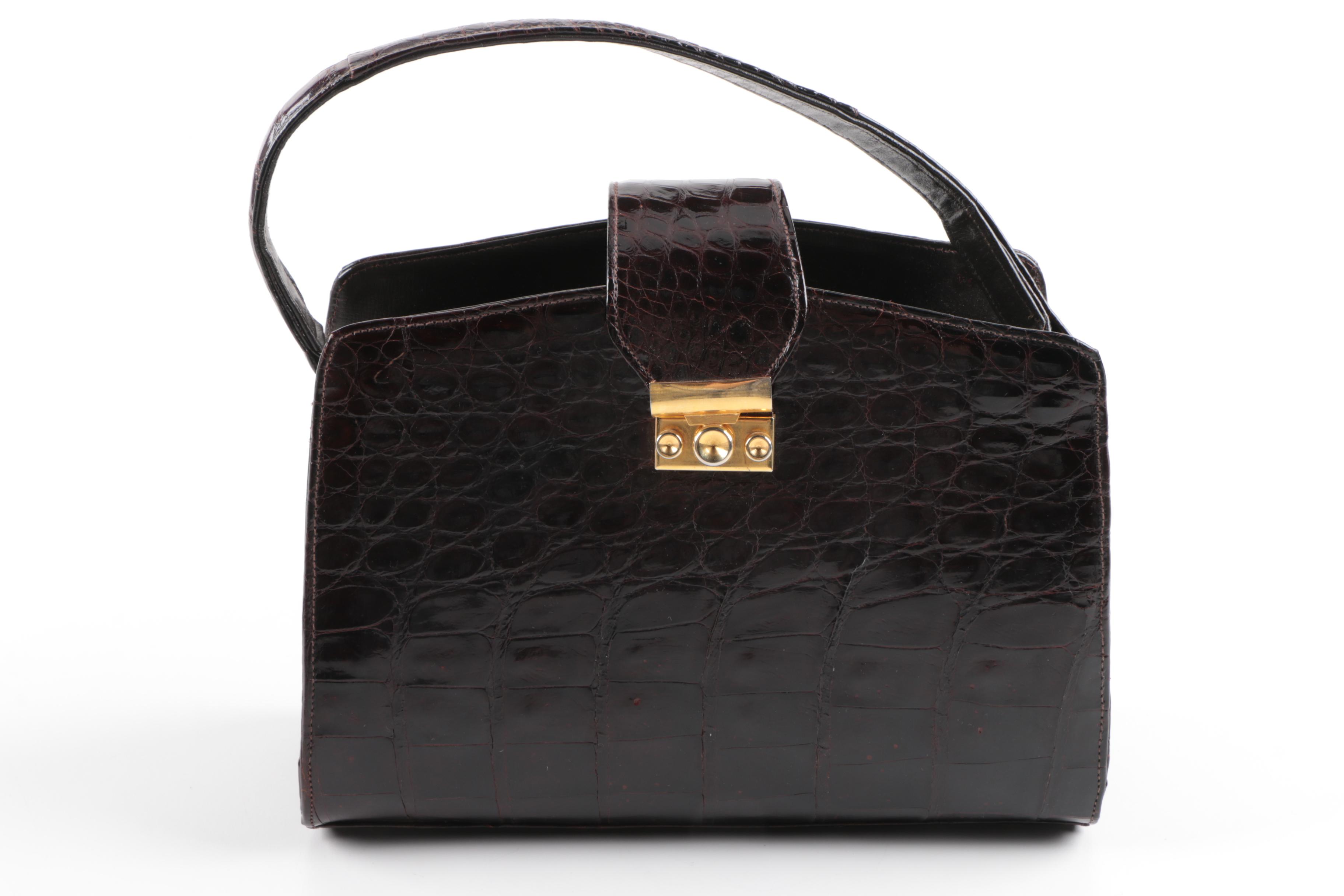 Vintage Bellestone Crocodile Handbag and Lace Mantilla