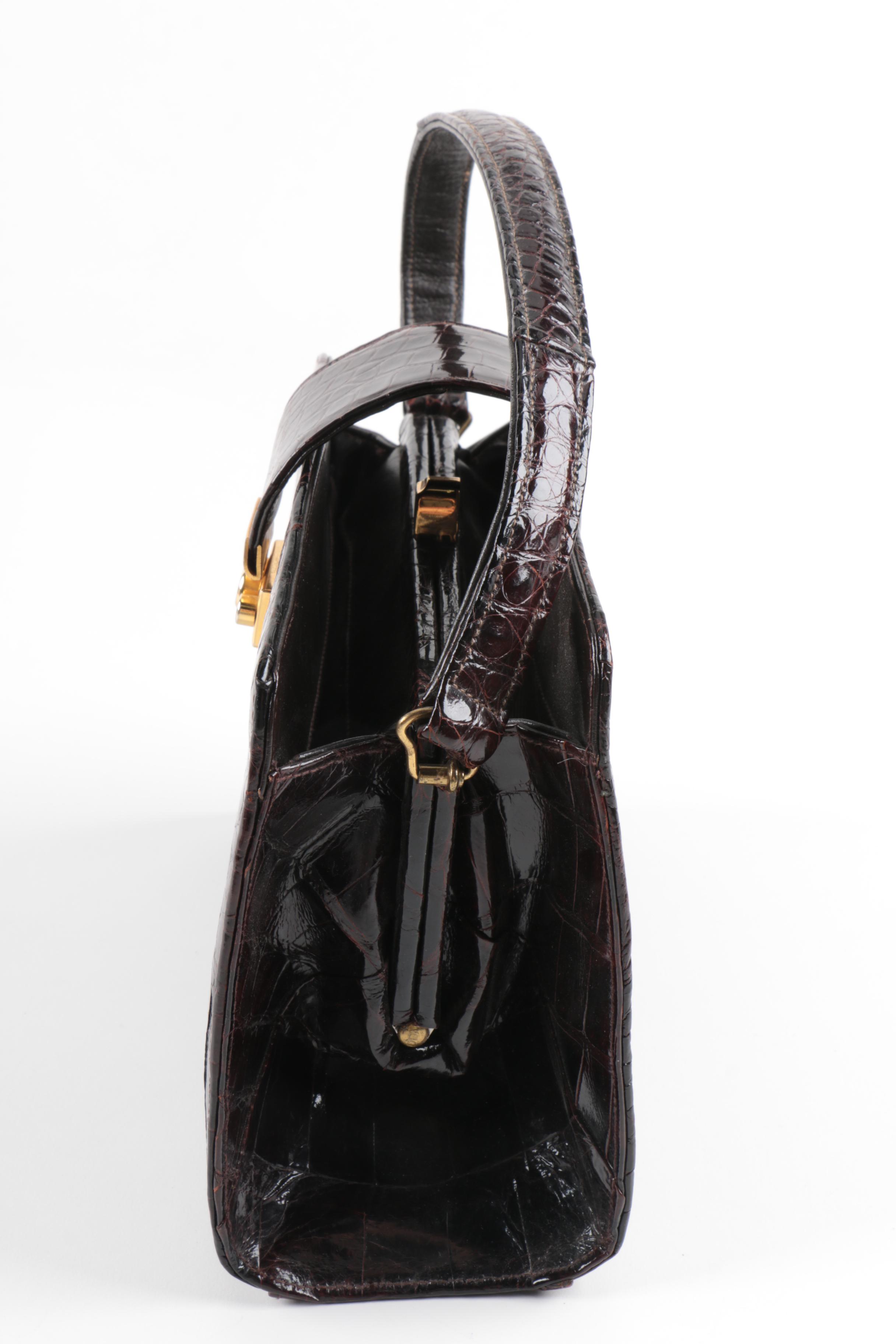 Vintage Bellestone Crocodile Handbag and Lace Mantilla