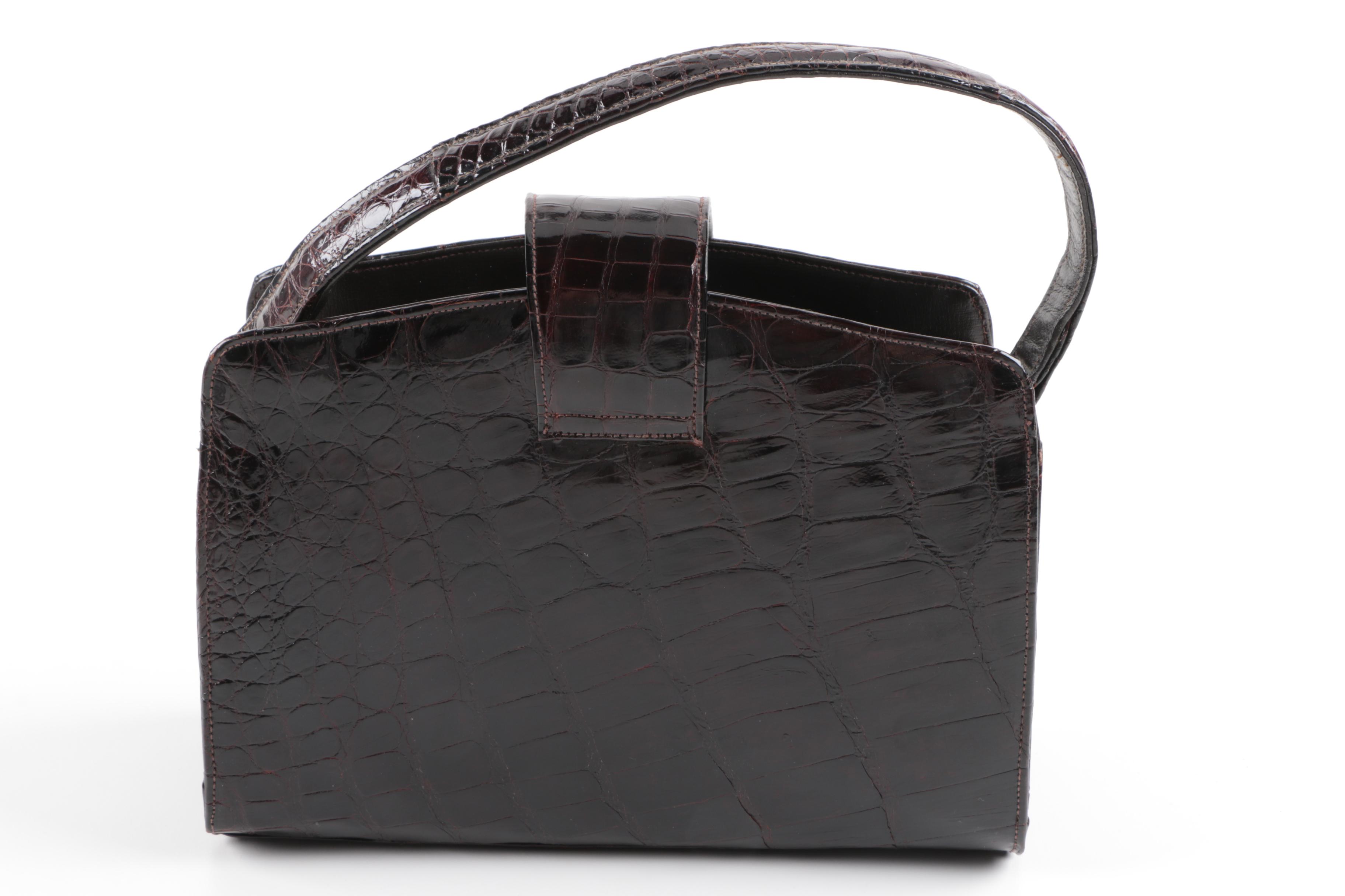 Vintage Bellestone Crocodile Handbag and Lace Mantilla