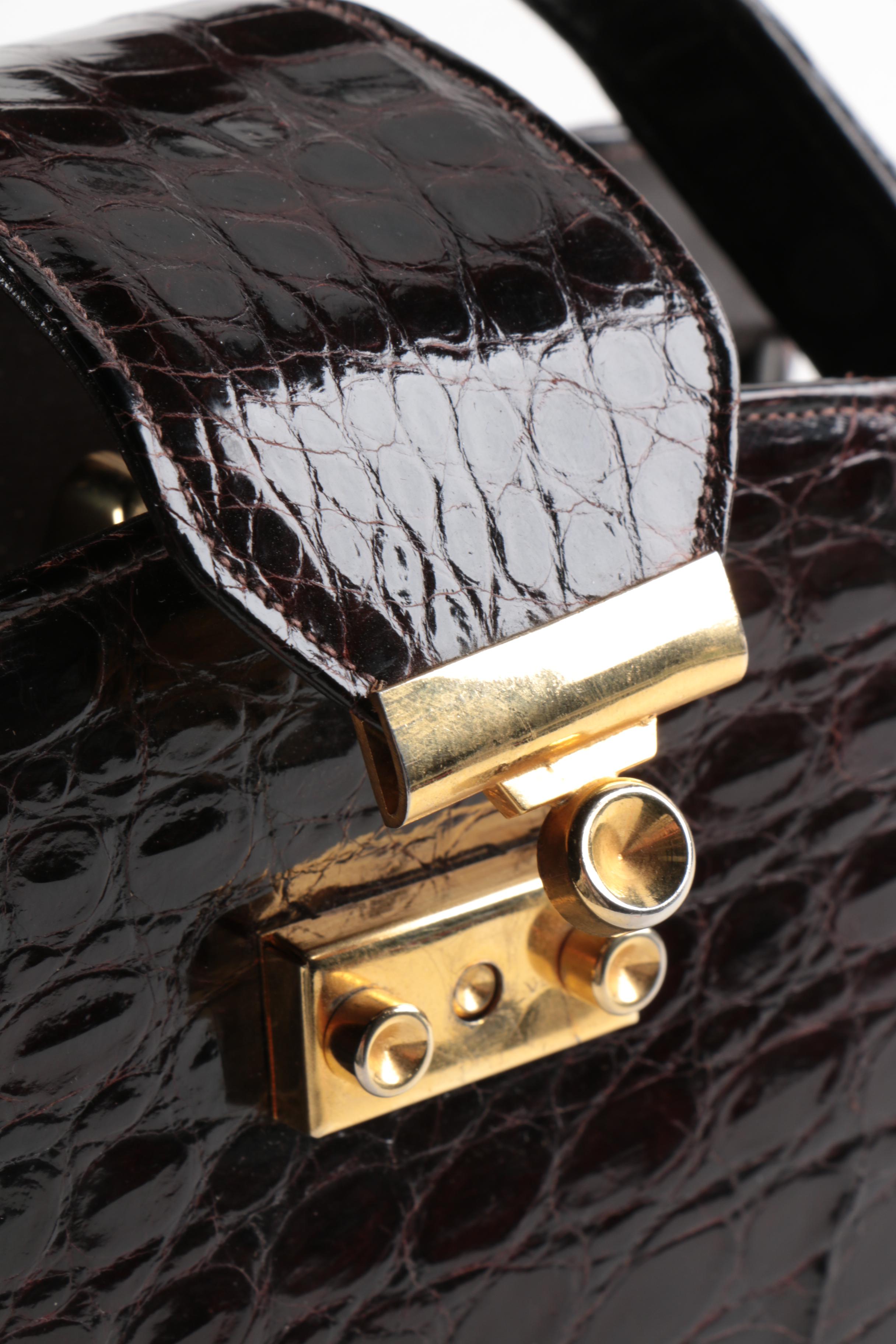 Vintage Bellestone Crocodile Handbag and Lace Mantilla