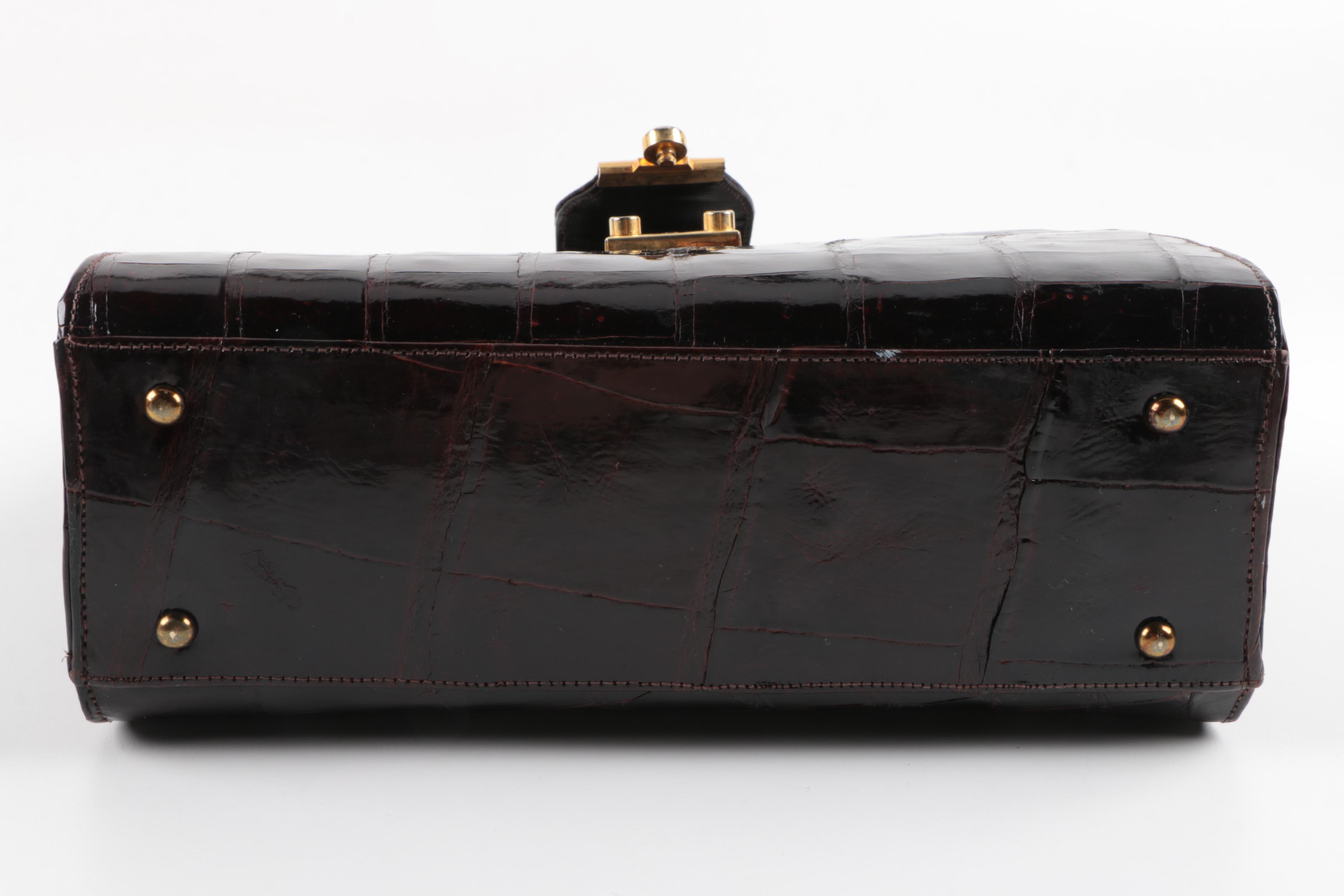 Vintage Bellestone Crocodile Handbag and Lace Mantilla