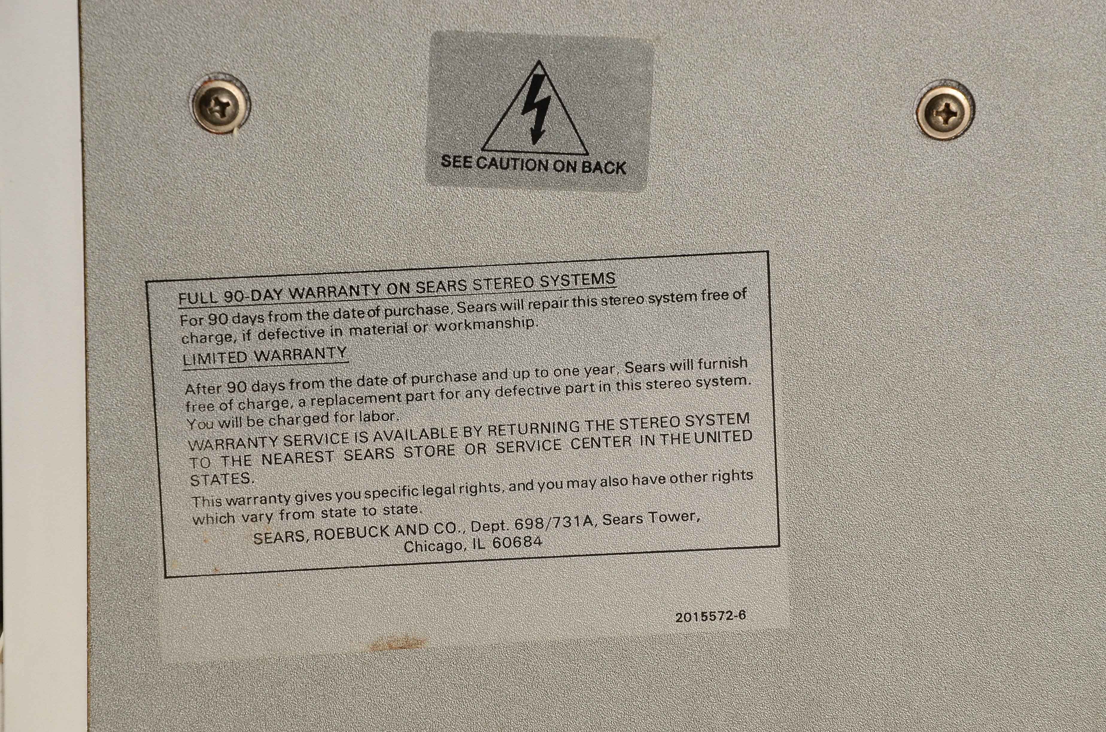 1984 Sears Roebuck SR AM/FM Stereo System