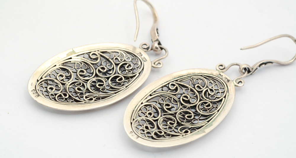 Sajen Sterling Silver Earrings and Bracelet with Agate