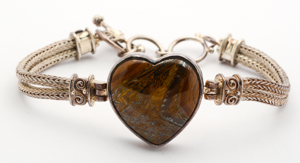 Sajen Sterling Silver Earrings and Bracelet with Agate