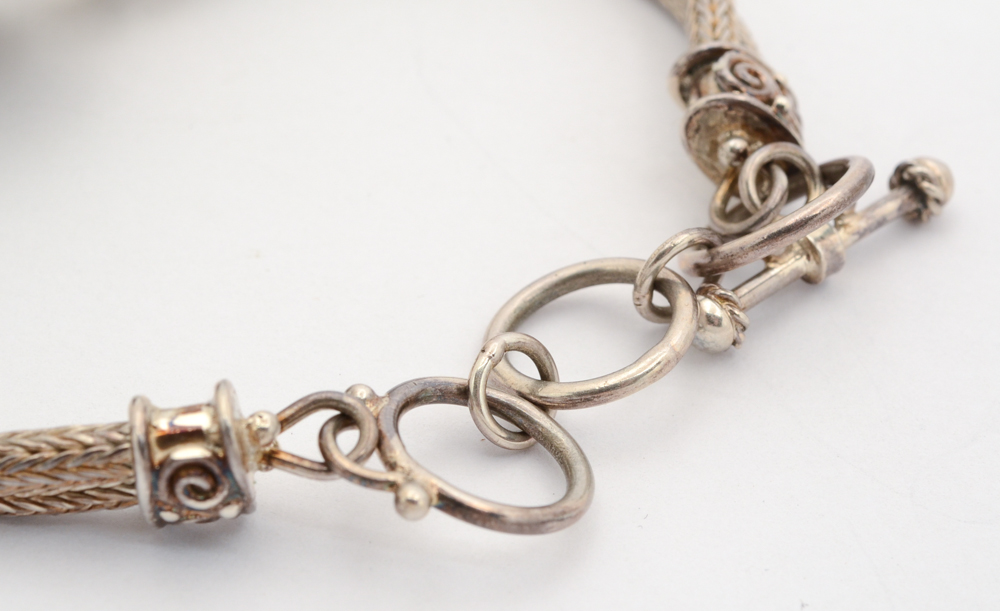 Sajen Sterling Silver Earrings and Bracelet with Agate